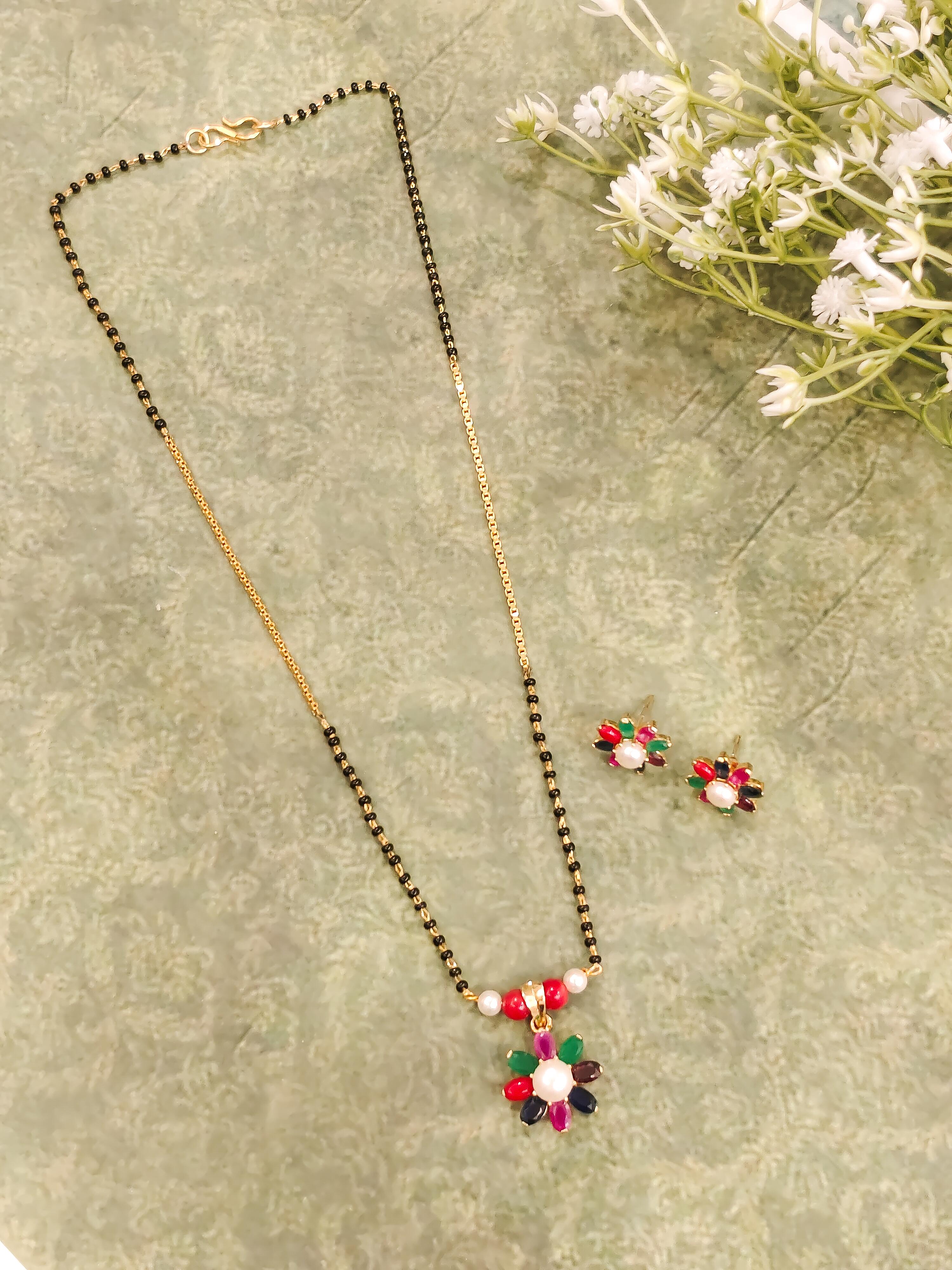 Dainty Flower Navratna Mangalsutra