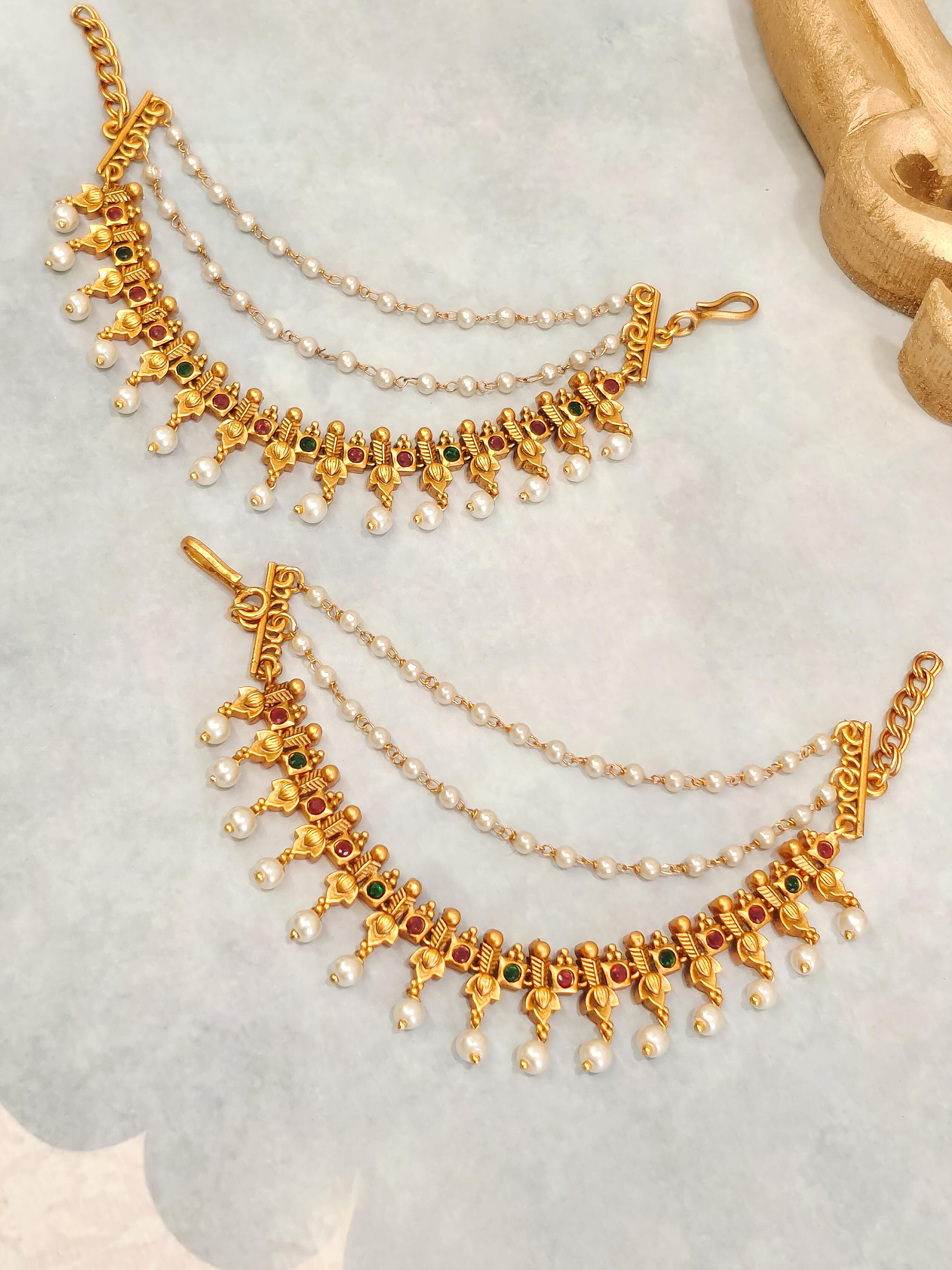 Chitra Pearl Temple Ear Chain