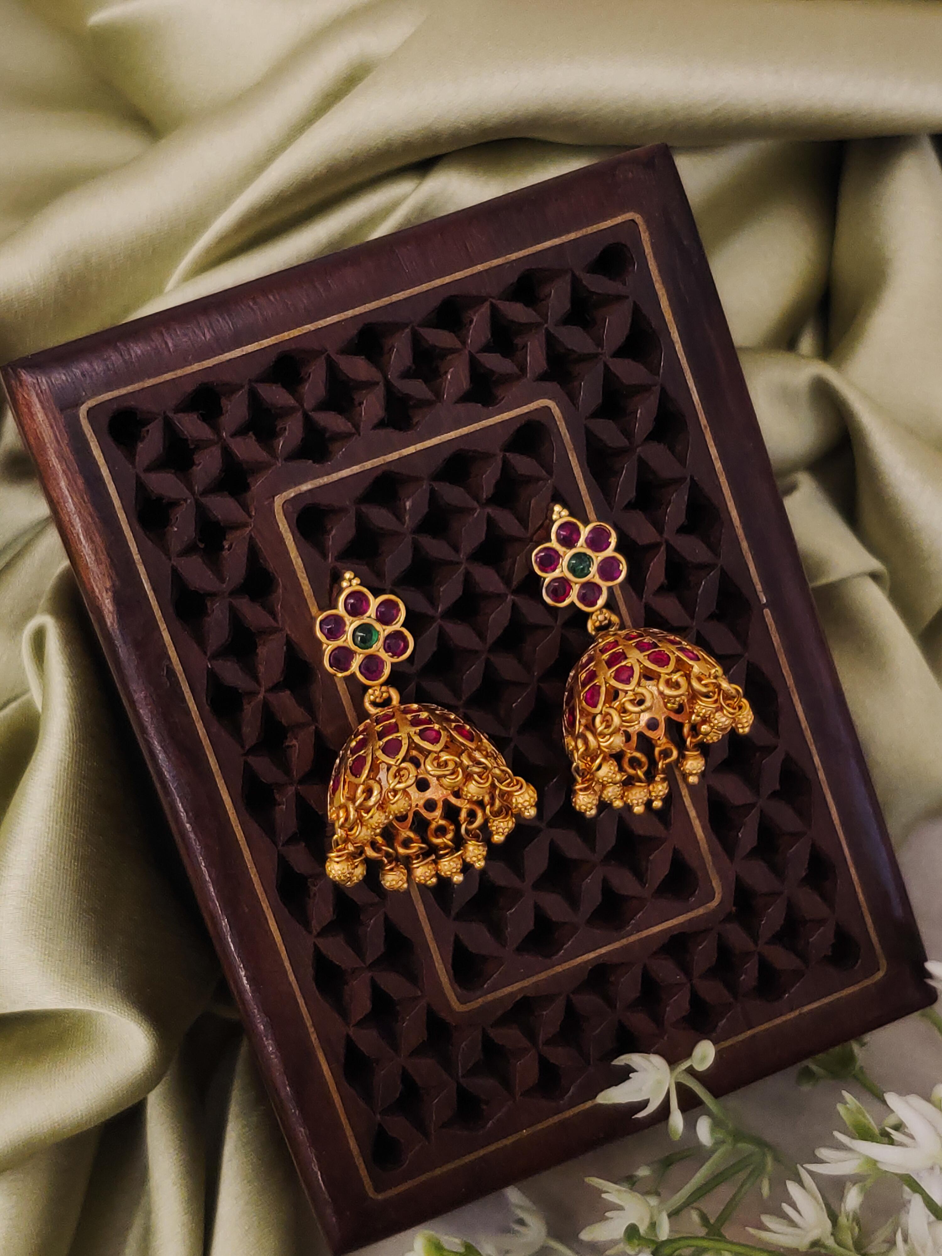 Sahita Temple Jhumka Earrings