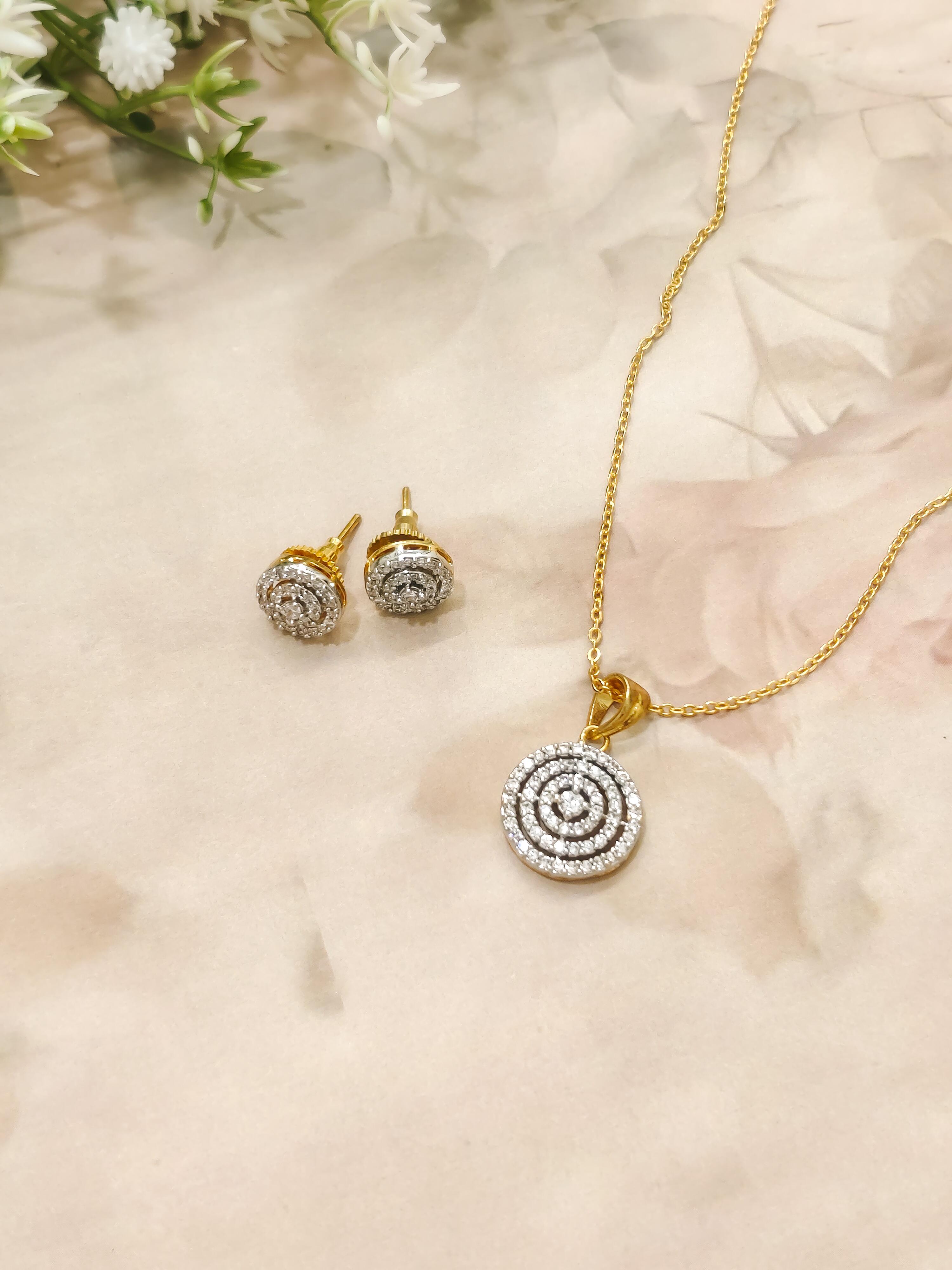 Simple CZ Pendant Set