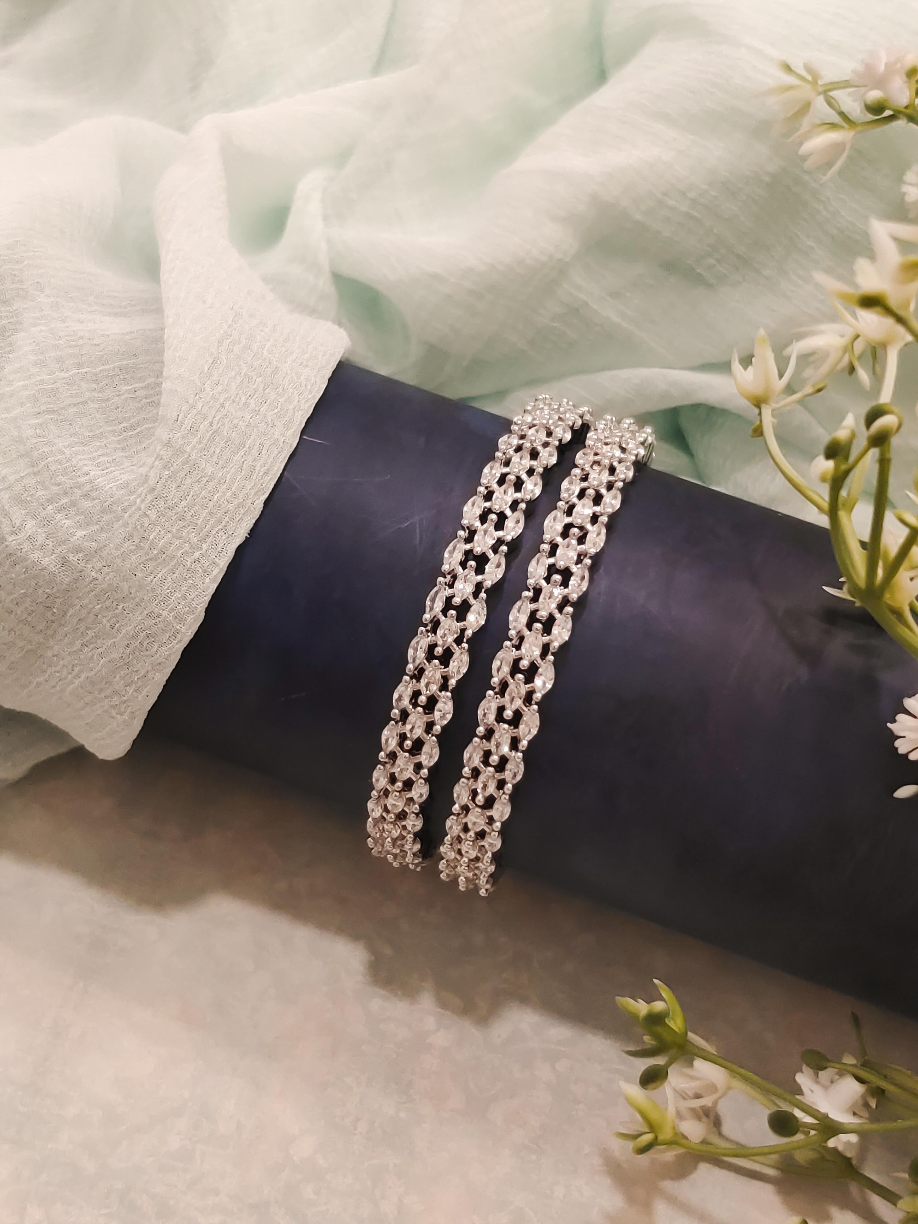 Cross Leaf CZ Bangles