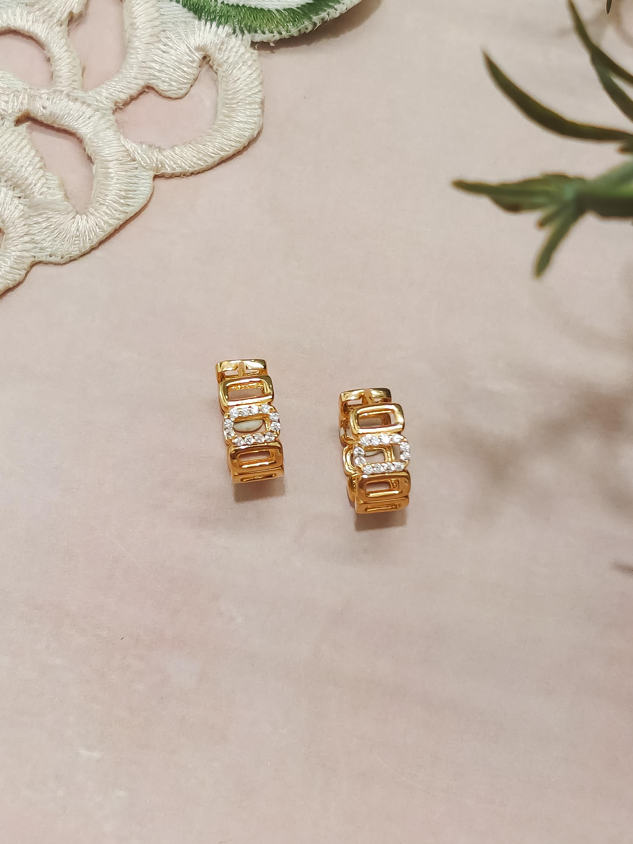 Gold CZ Hoop Earrings