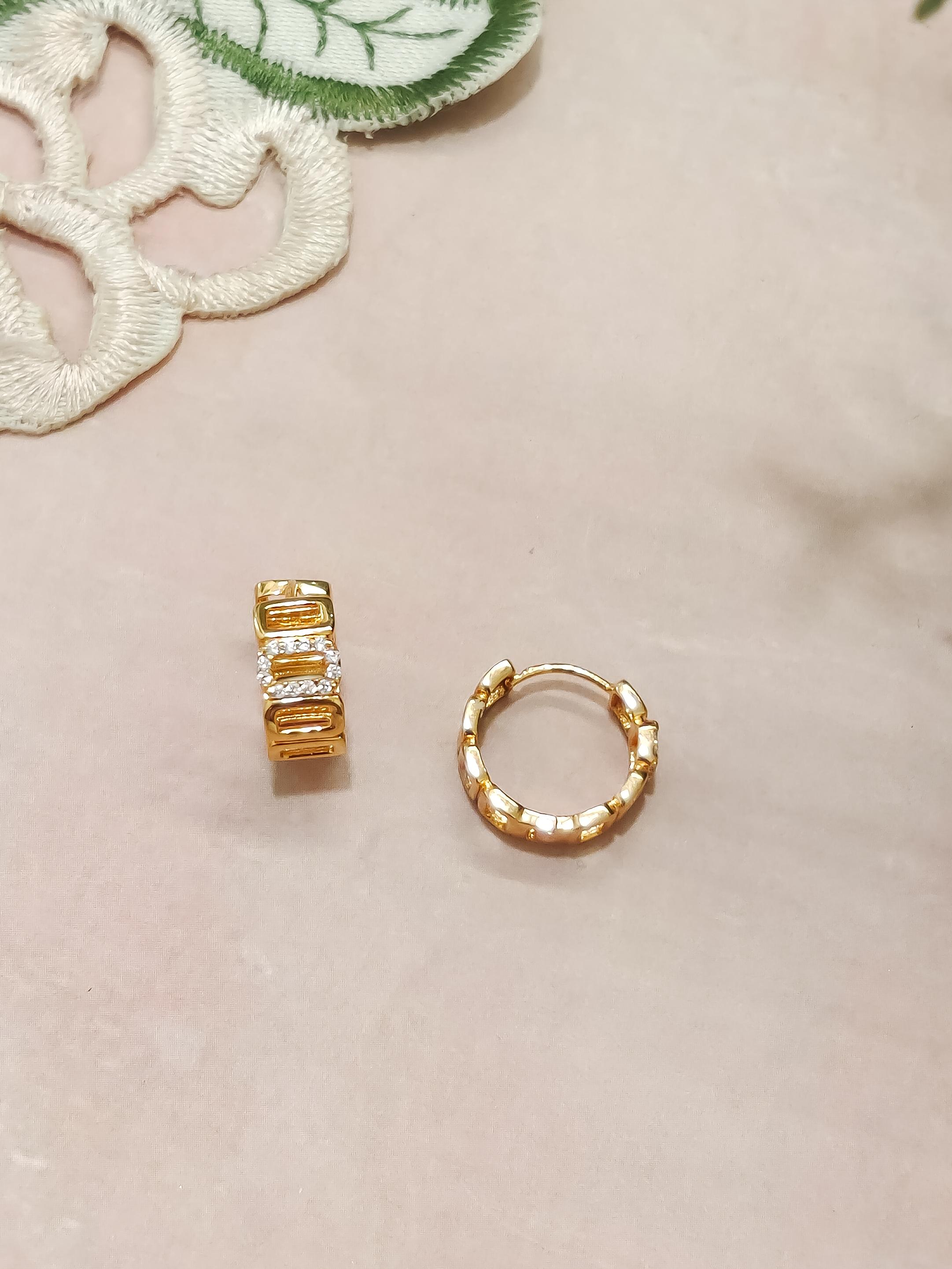 Gold CZ Hoop Earrings