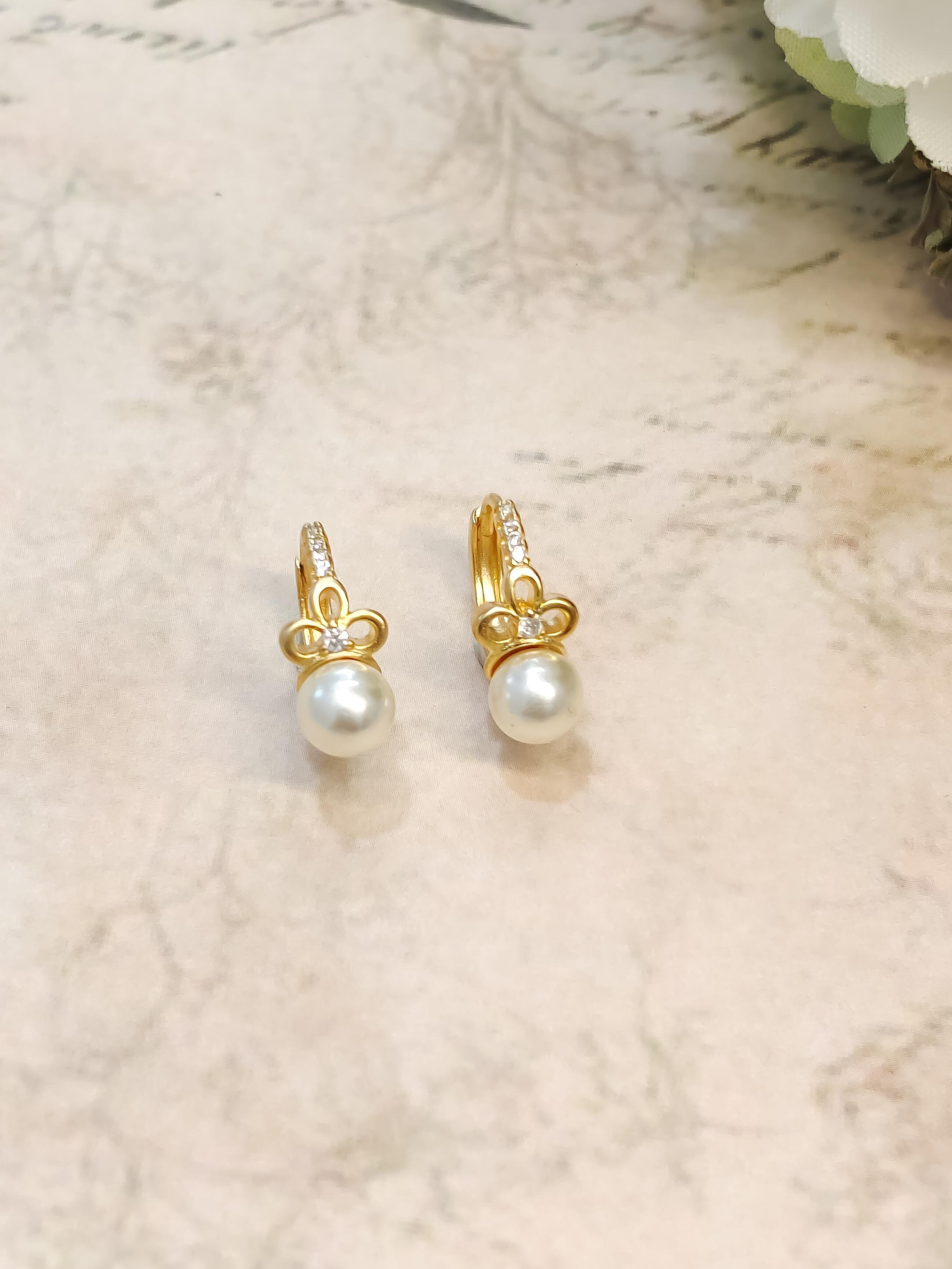 Mini Pearl Huggie Earrings