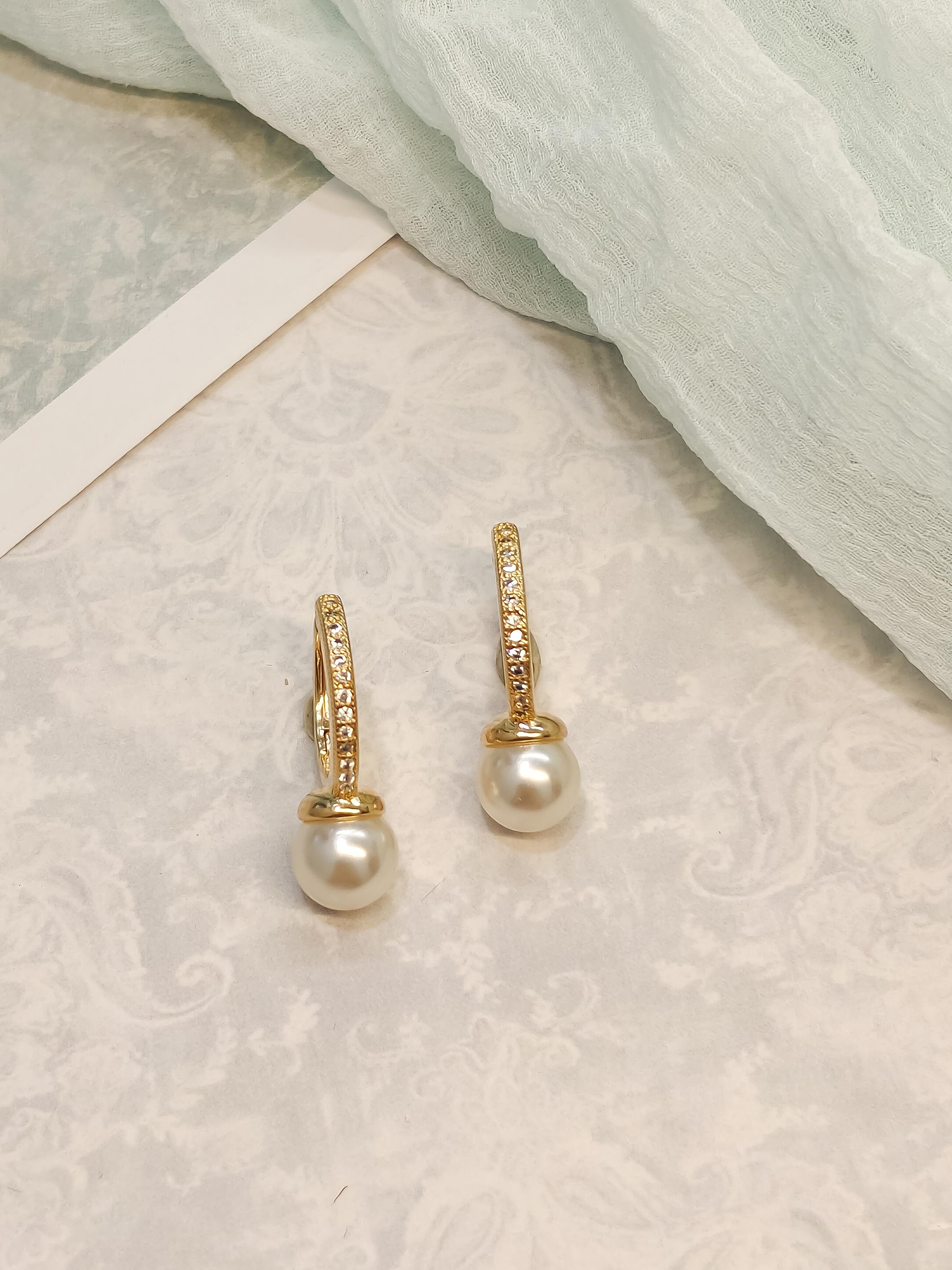Lucia Pearl Hoop Earrings