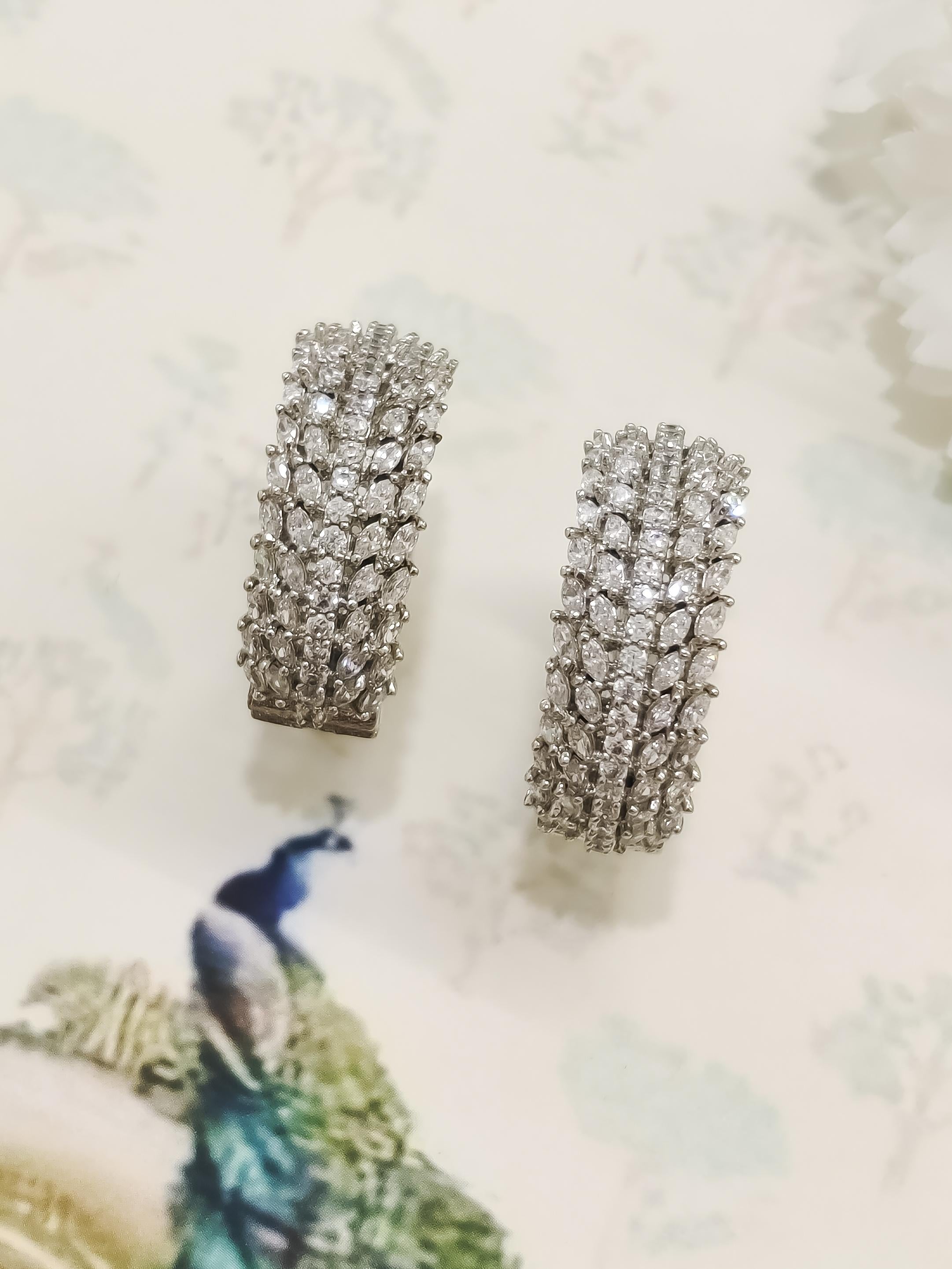 Two Line CZ Hoop Earrings