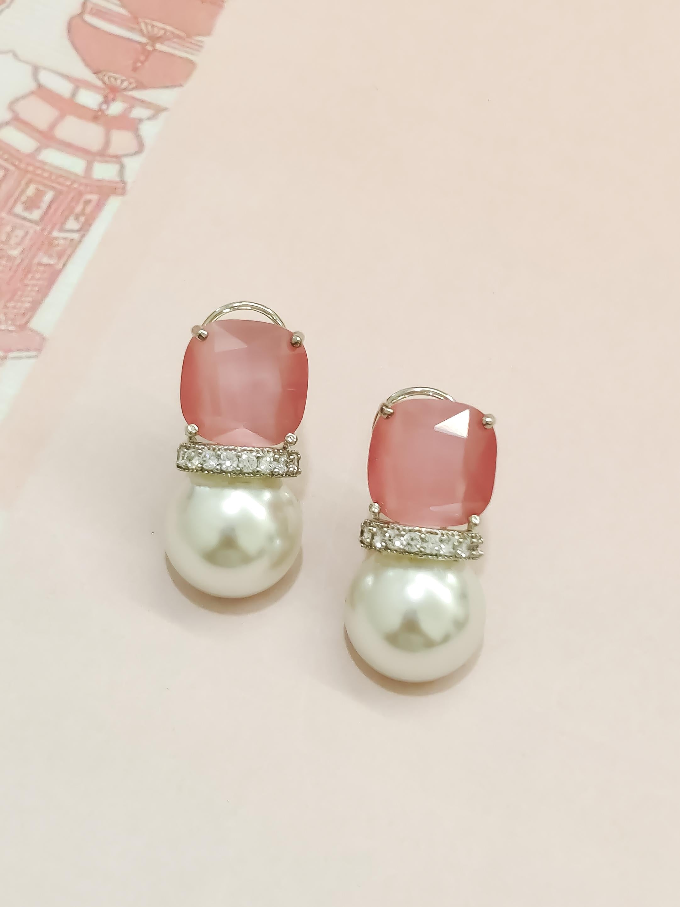 Colourful Pearl CZ Earrings