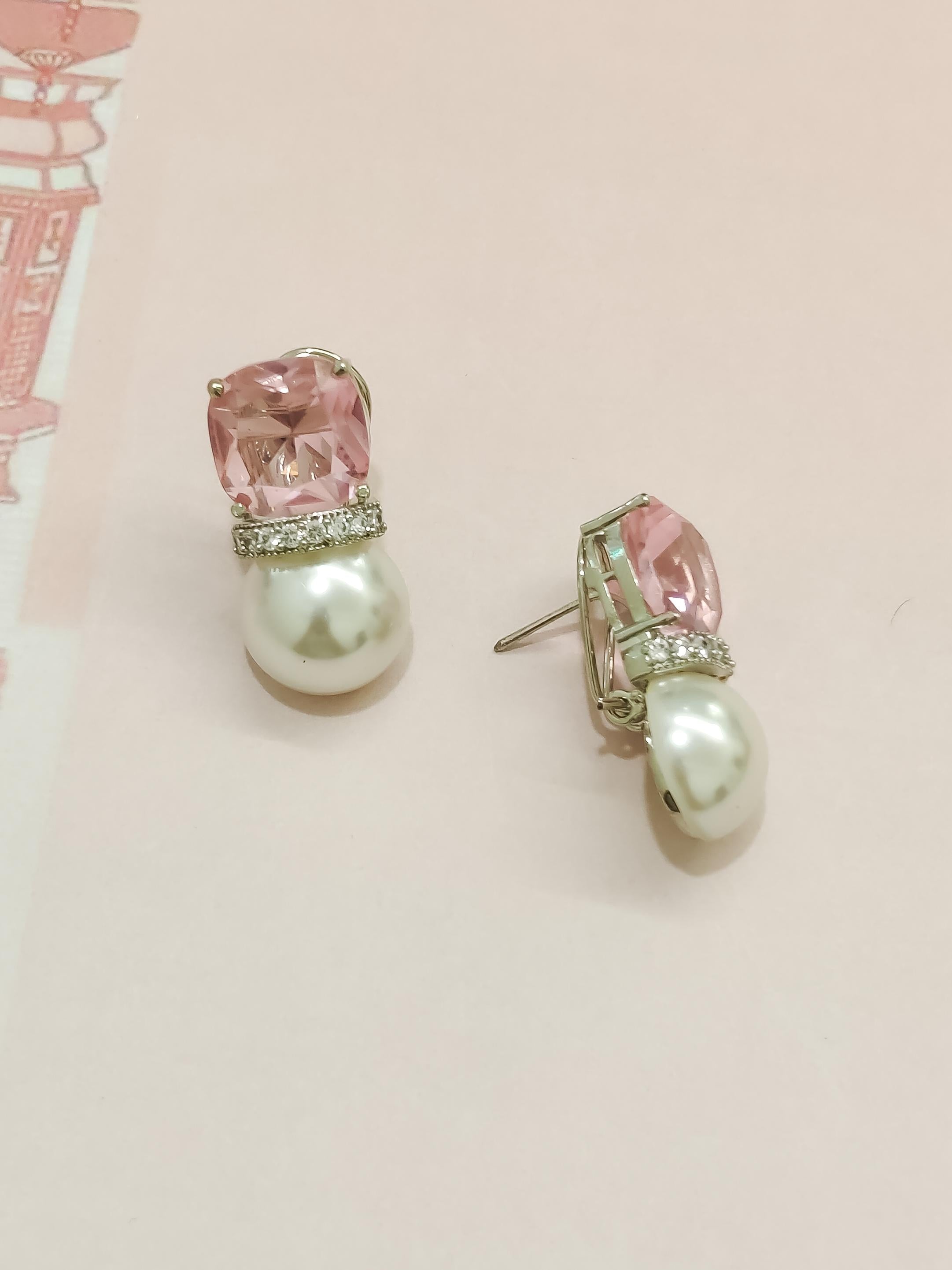 Colourful Pearl CZ Earrings