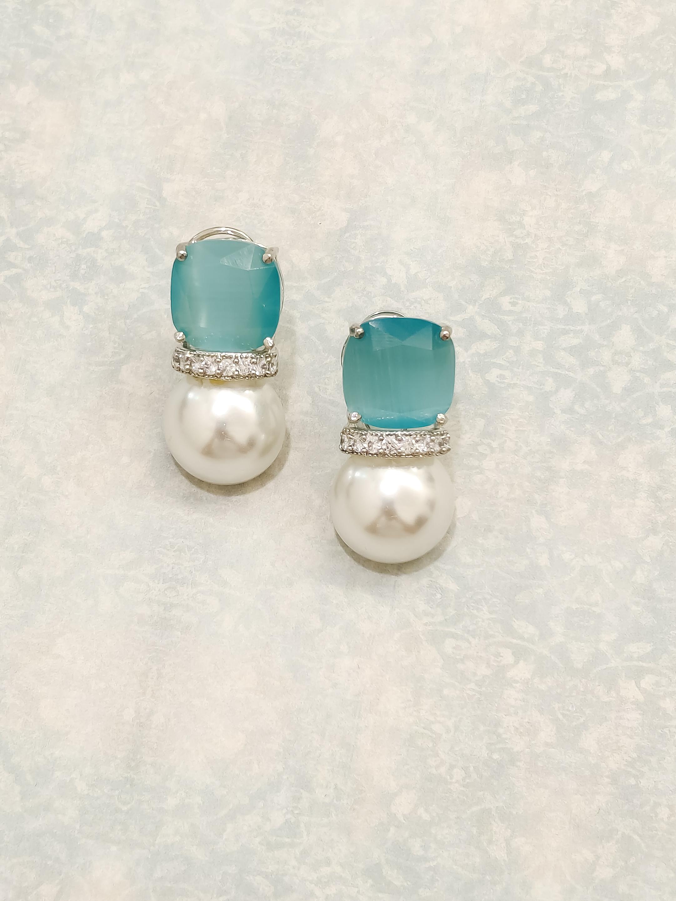 Colourful Pearl CZ Earrings