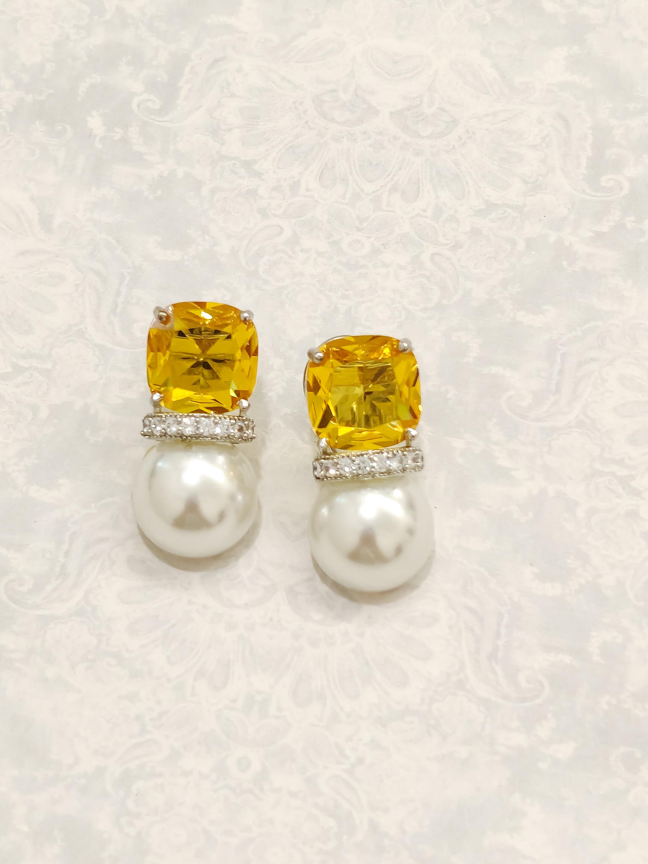 Colourful Pearl CZ Earrings