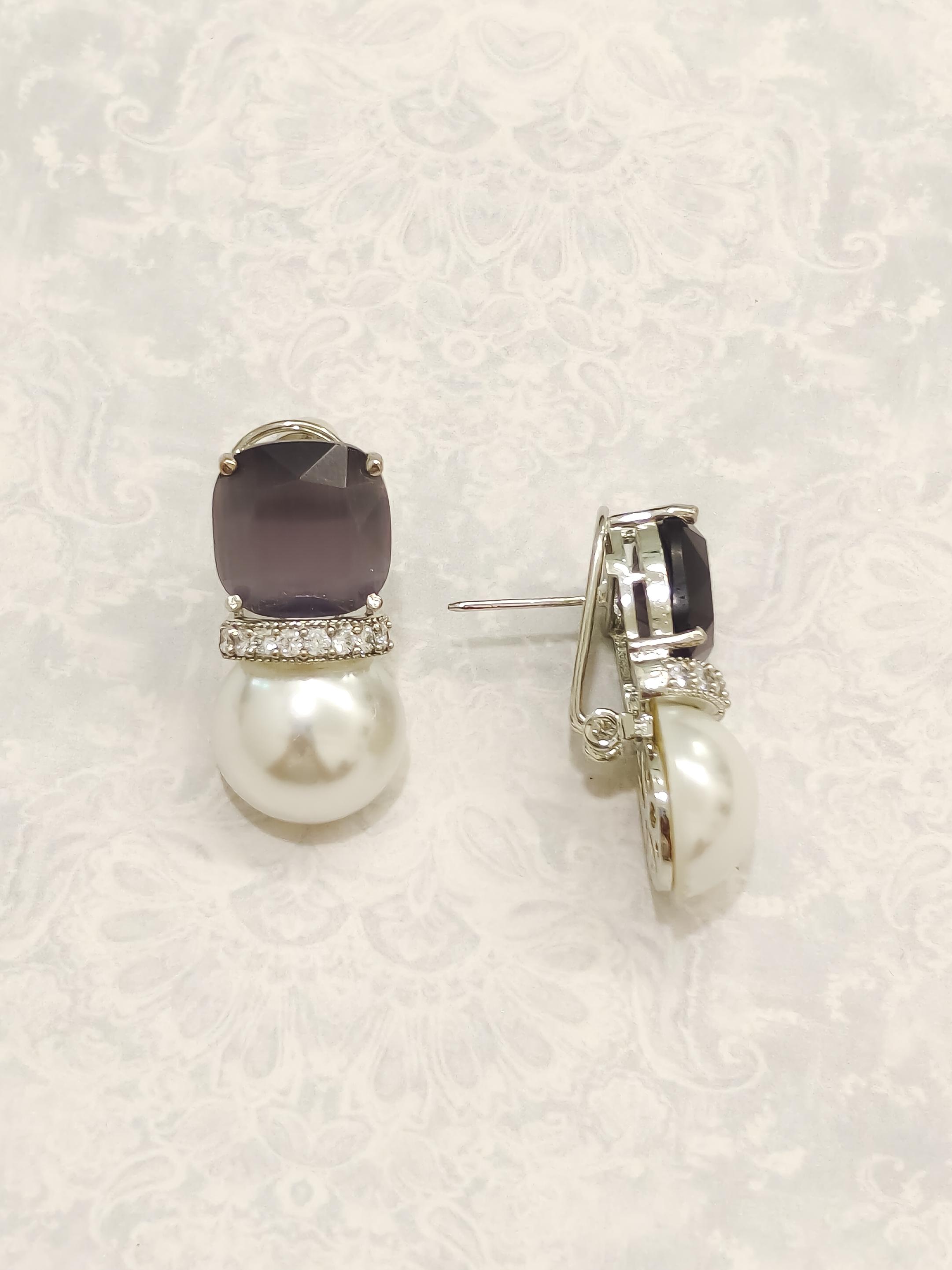 Colourful Pearl CZ Earrings