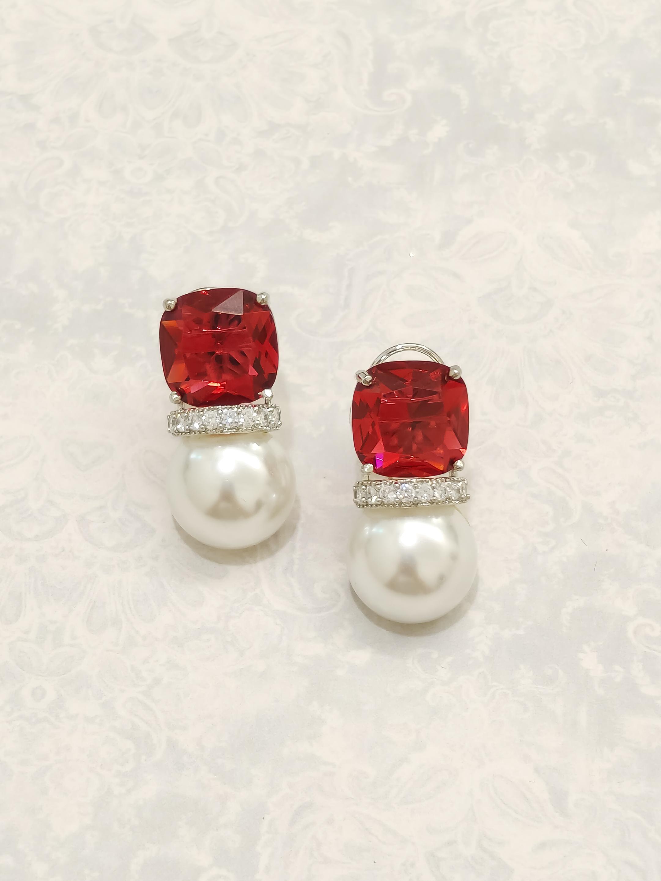 Colourful Pearl CZ Earrings