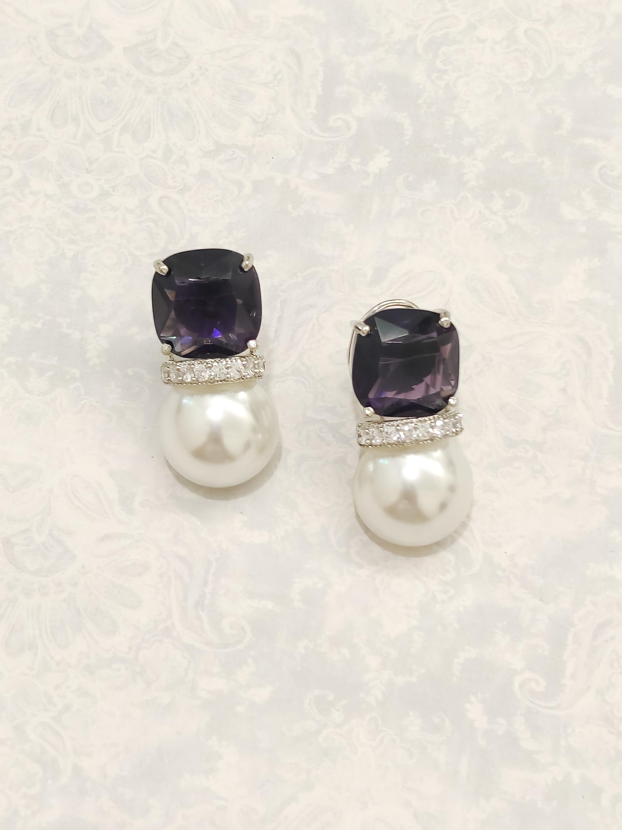 Colourful Pearl CZ Earrings