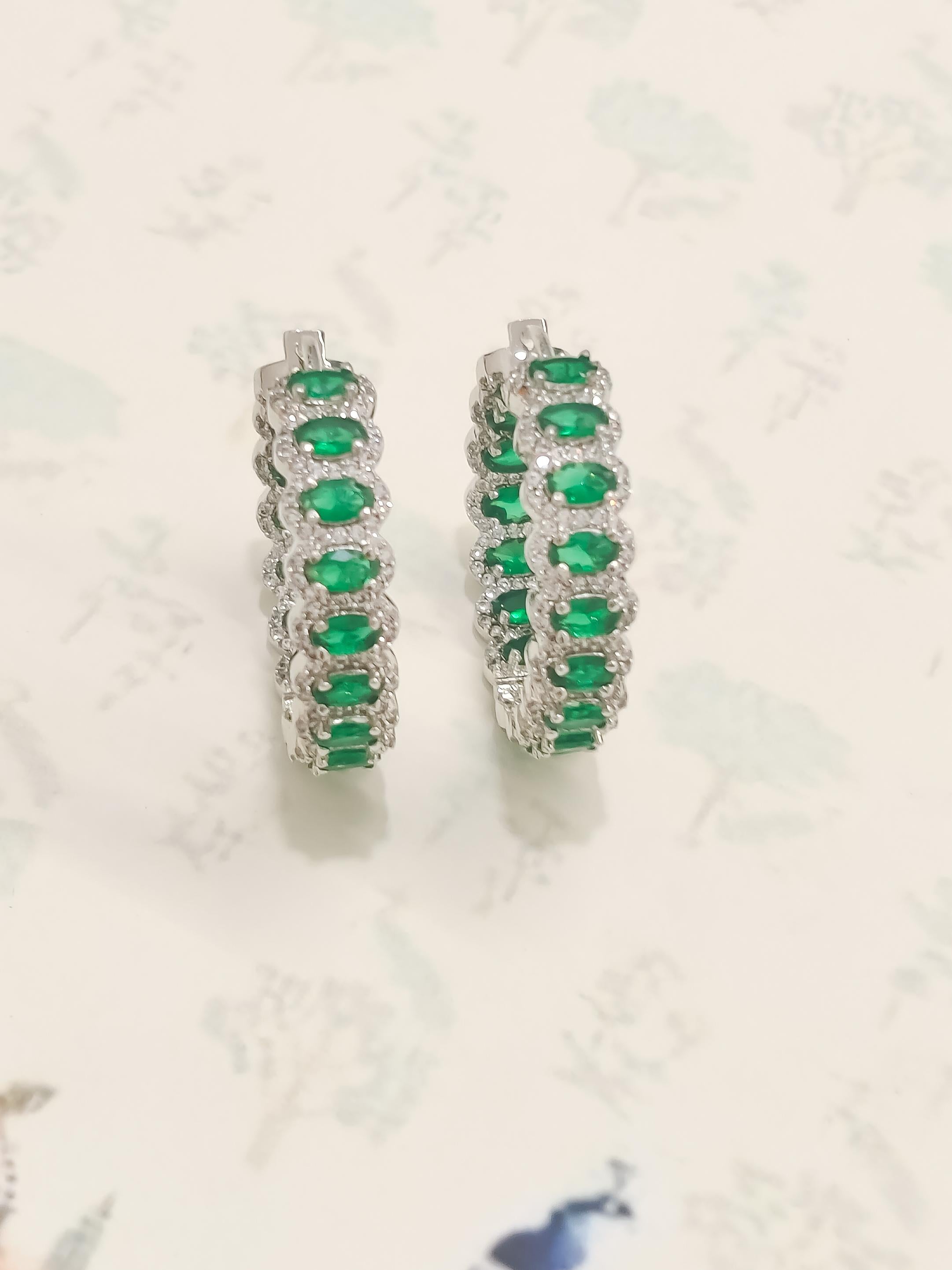 Colorful Hoop CZ Earrings
