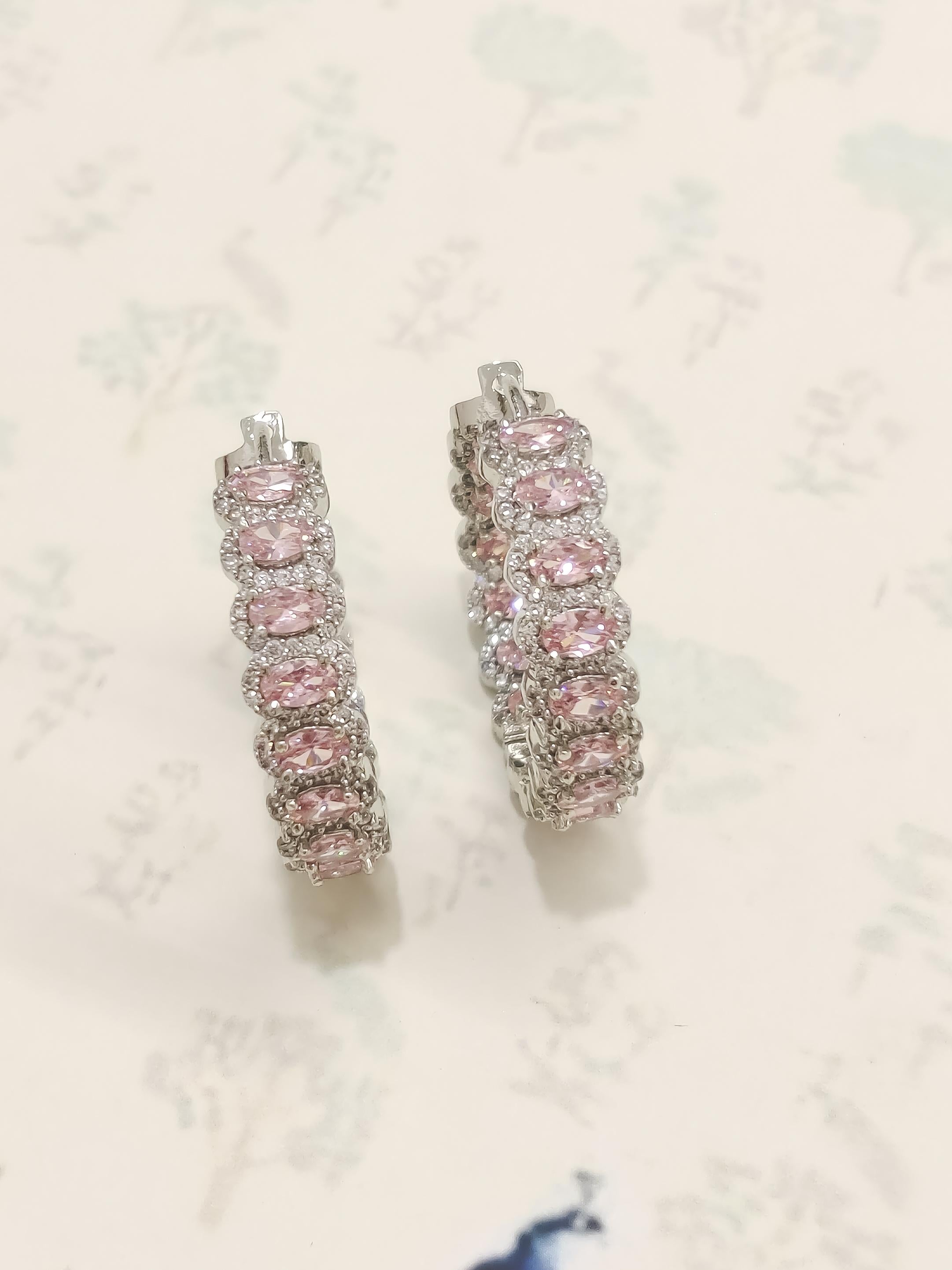 Colorful Hoop CZ Earrings