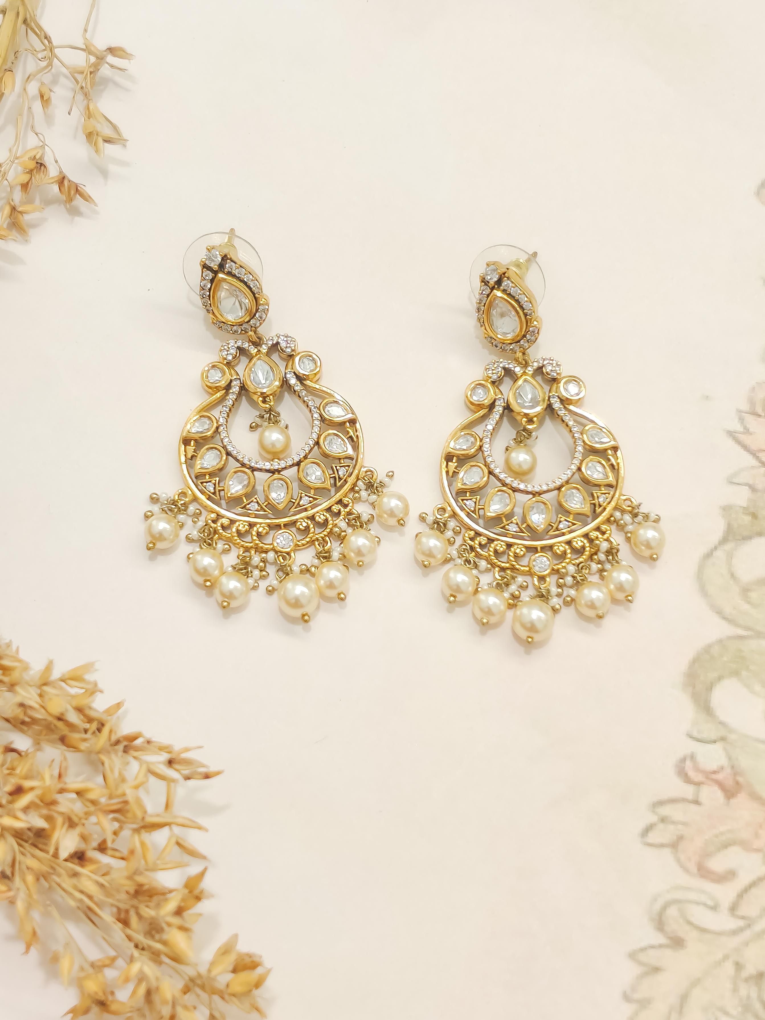 Kangana Polki Chandelier Earrings