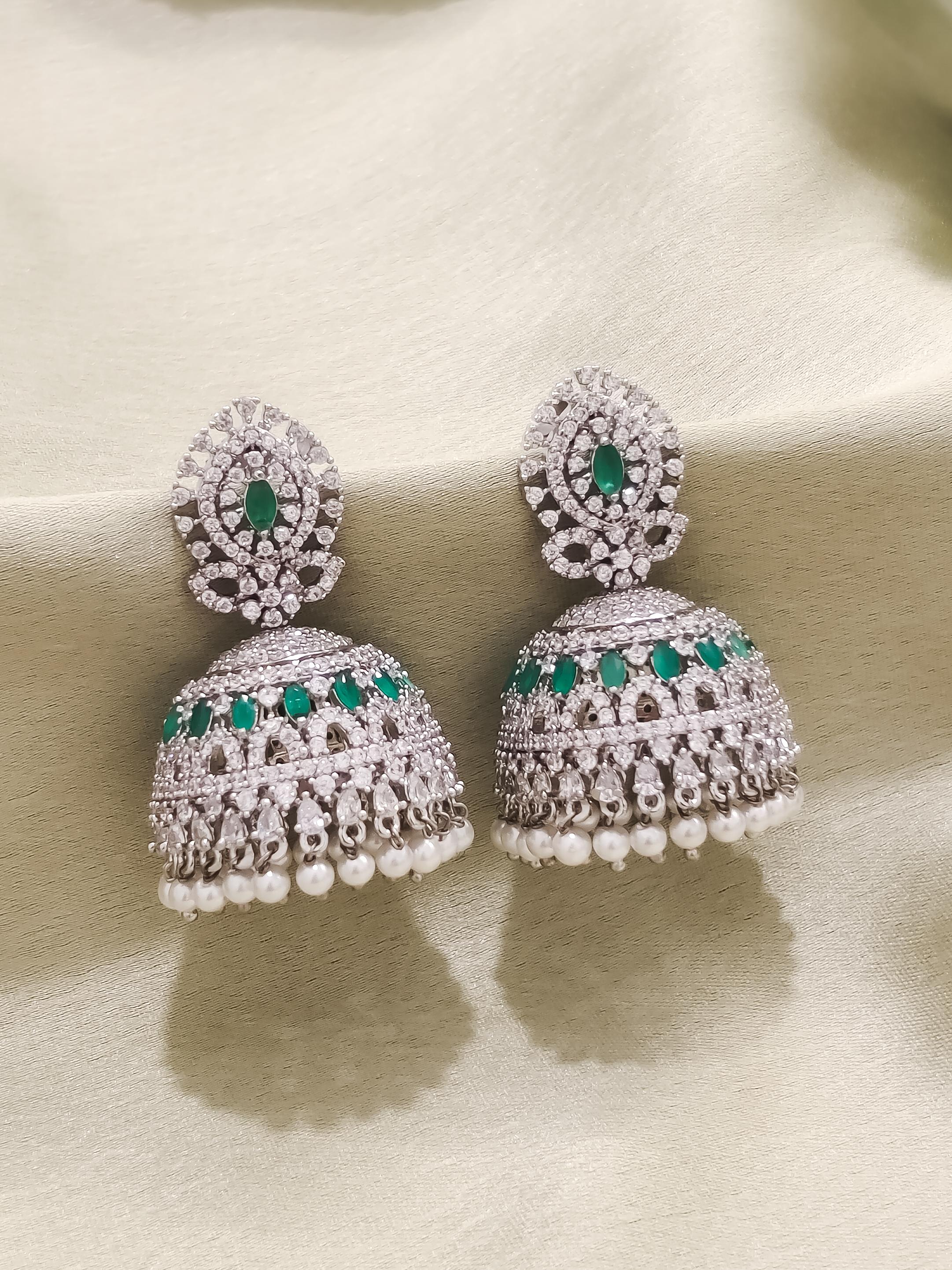 Ritzy CZ Jhumka Silver