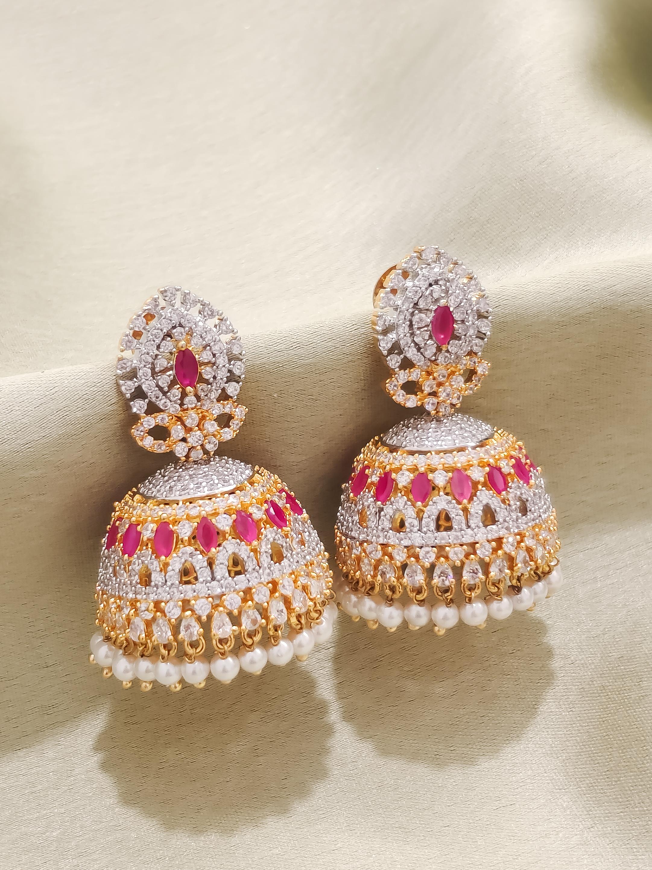 Ritzy CZ Jhumka Gold