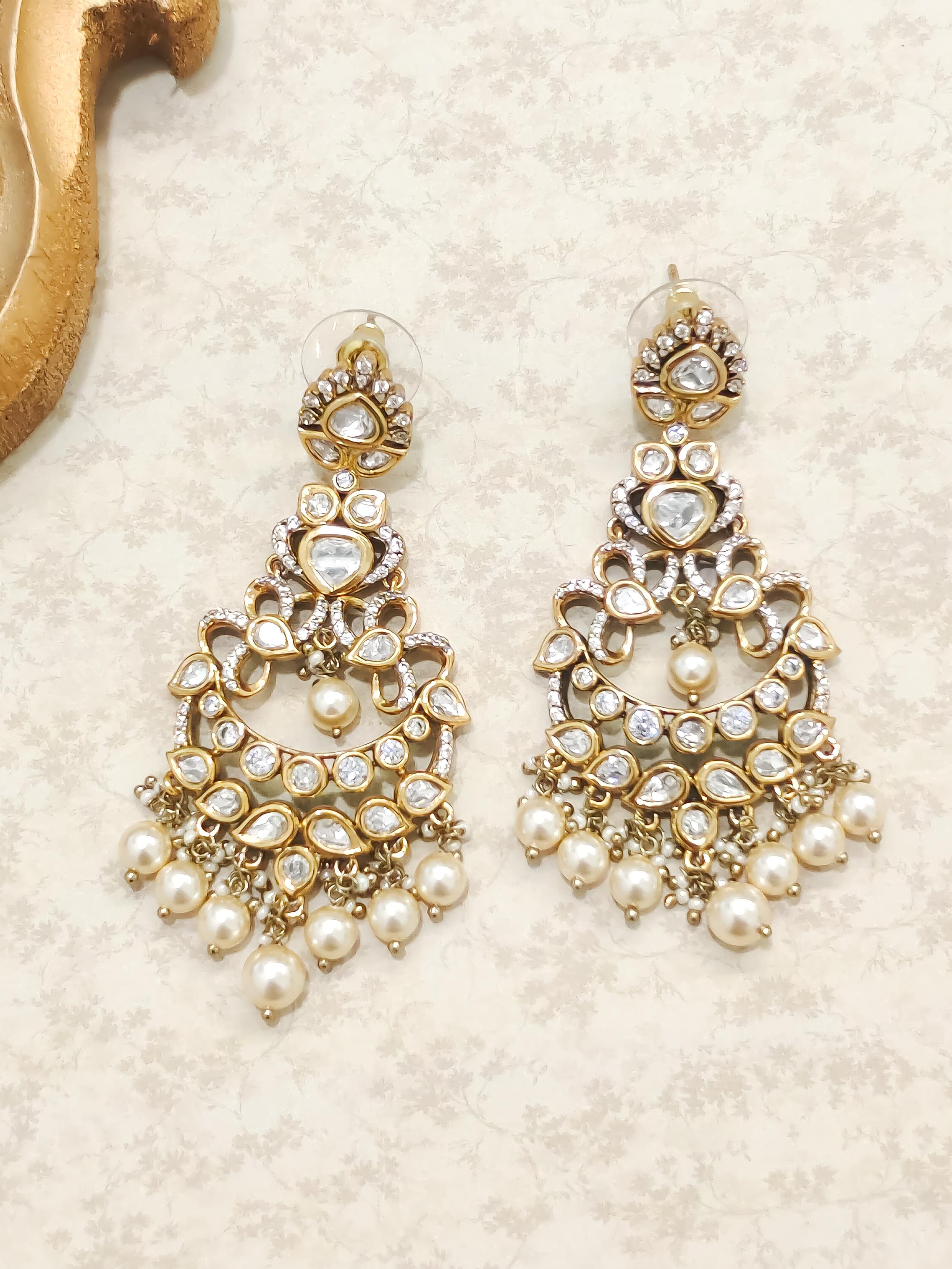 Kangana Polki Chandelier Earrings