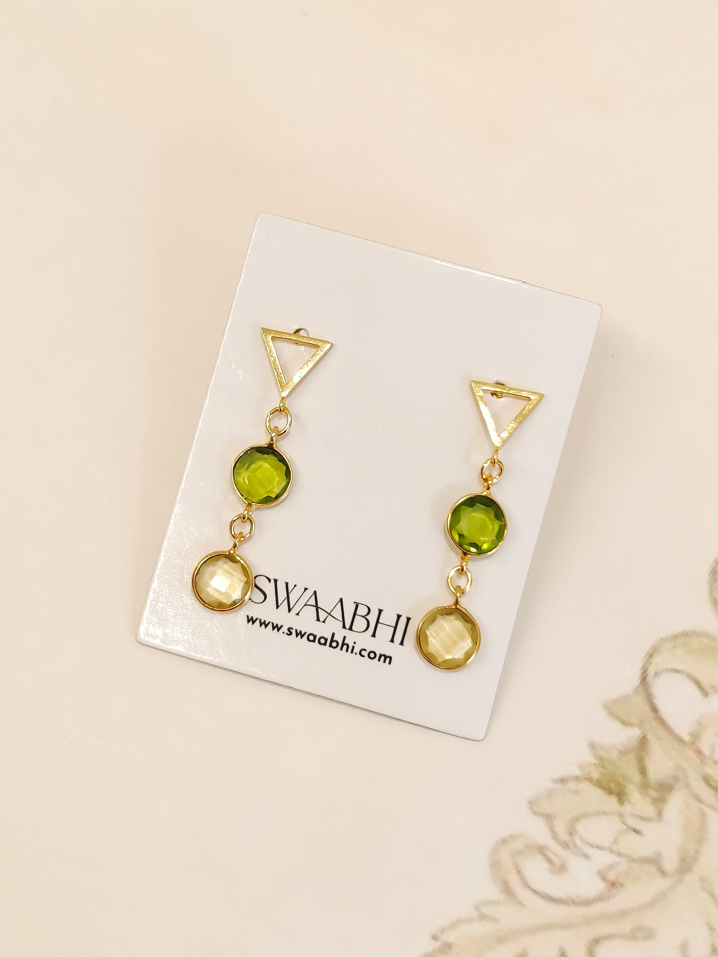 Olive Halo Dangle Earrings