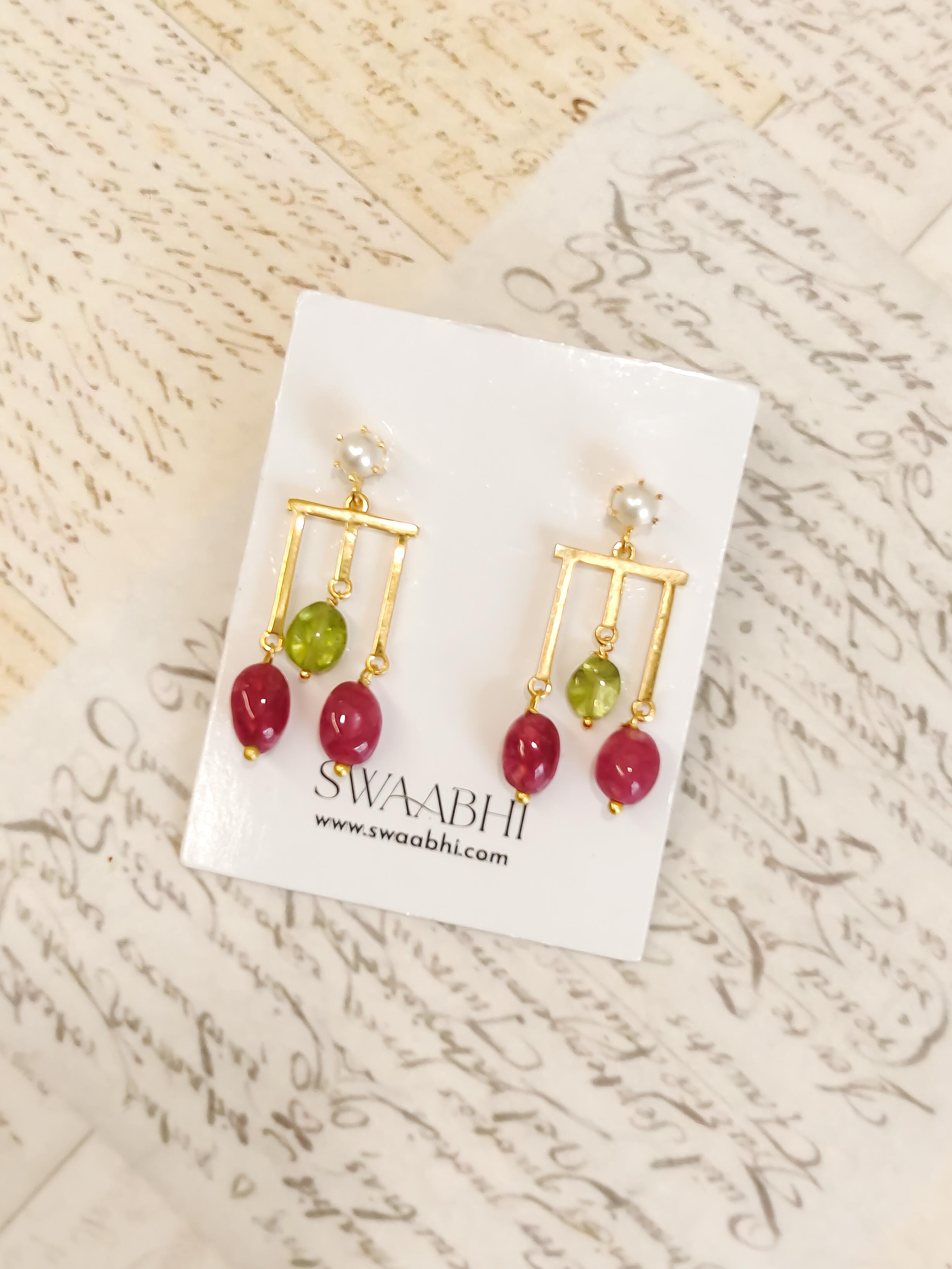 Pearl Mosaic Dangler Earrings