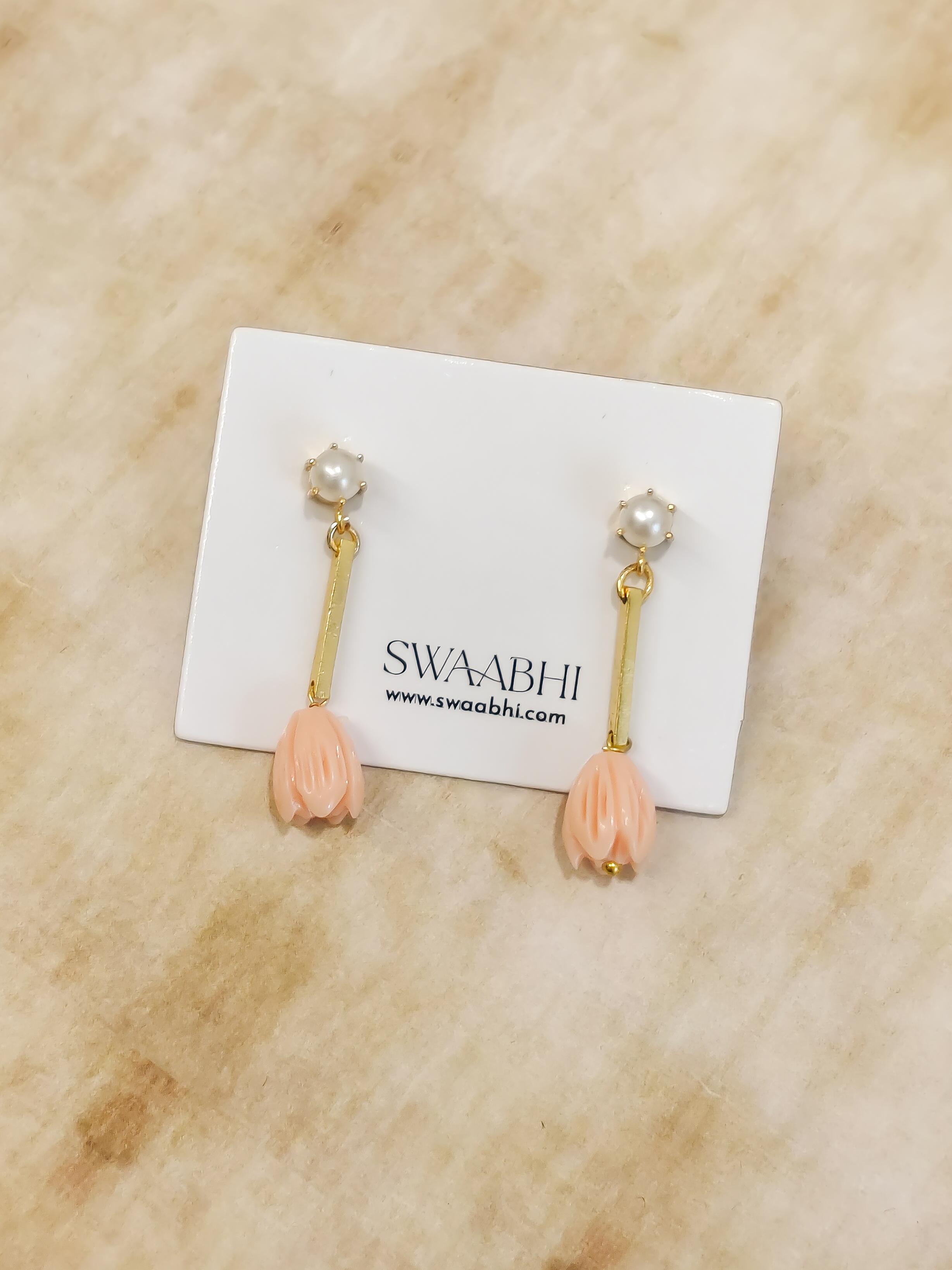 Pearl Tulip Dangler Earrings