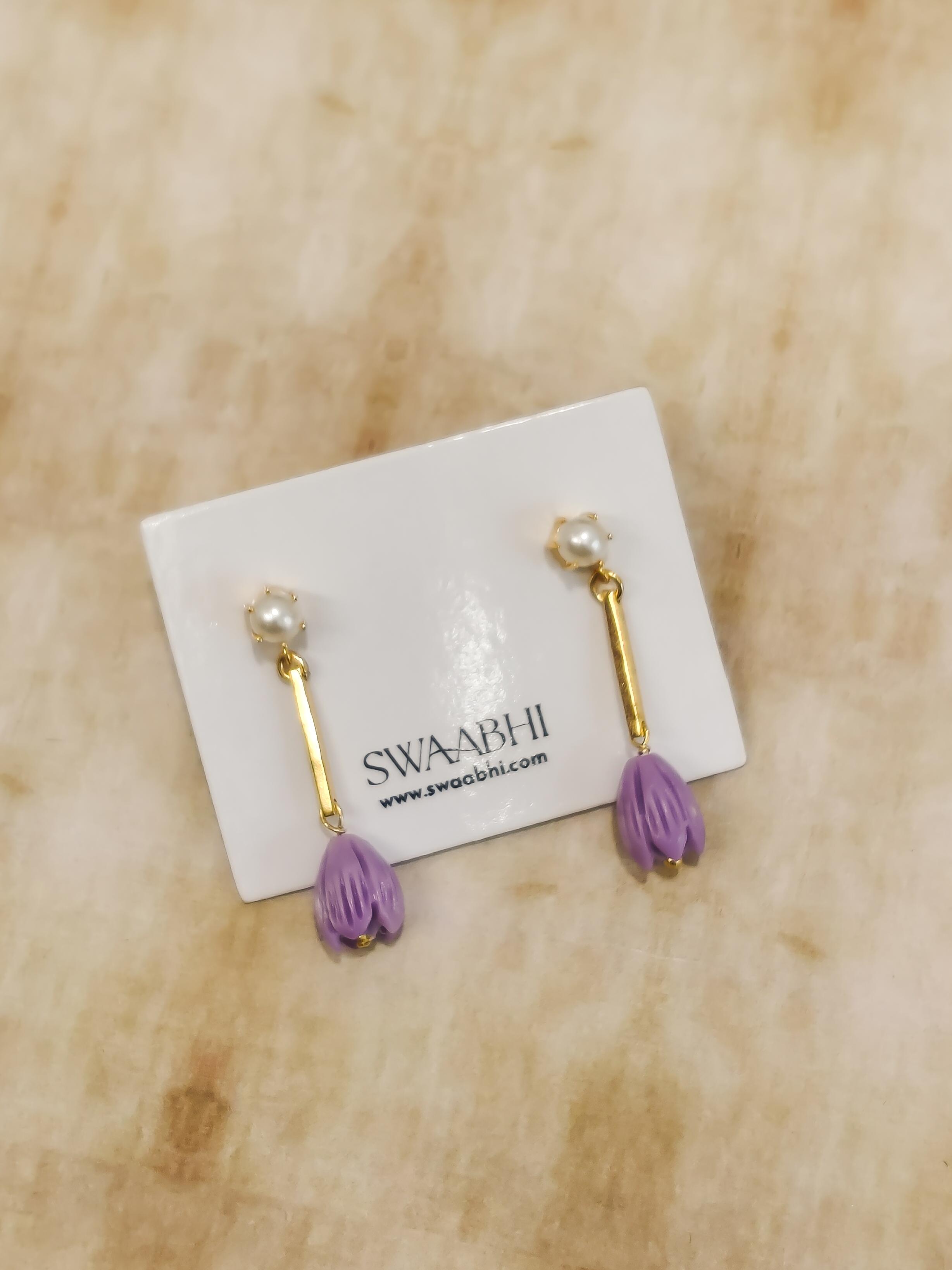 Pearl Tulip Dangler Earrings