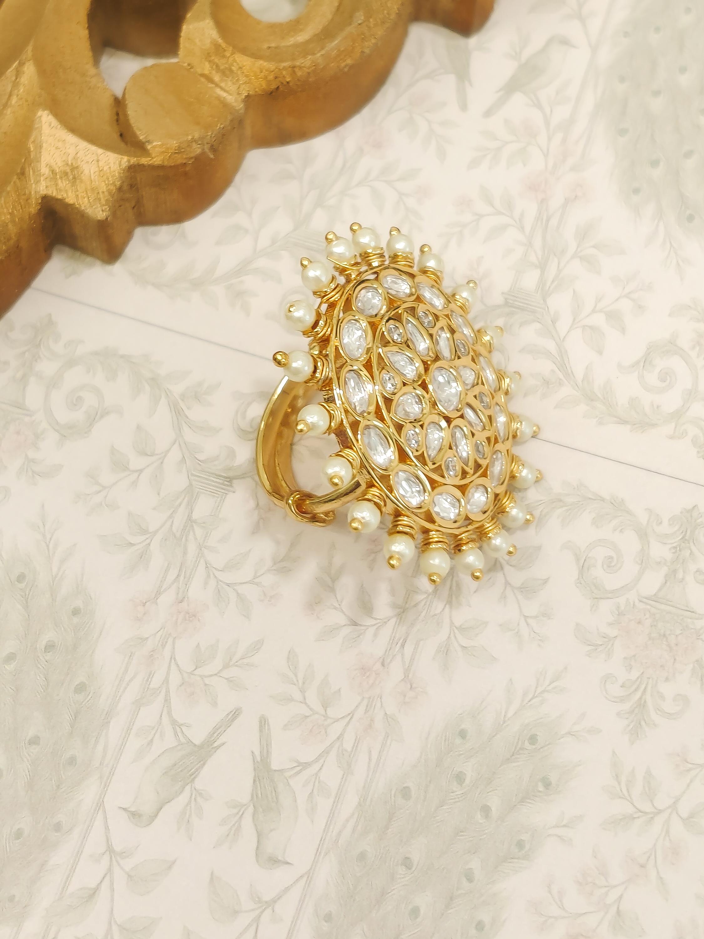 Gold Kundan Statement Ring