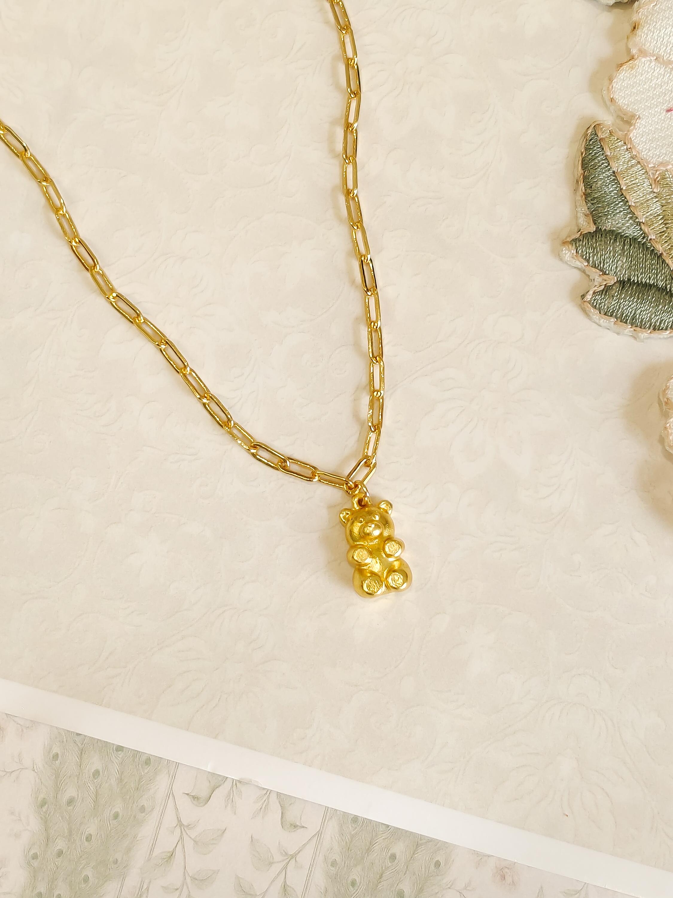 Teddy Charm Box Chain Necklace