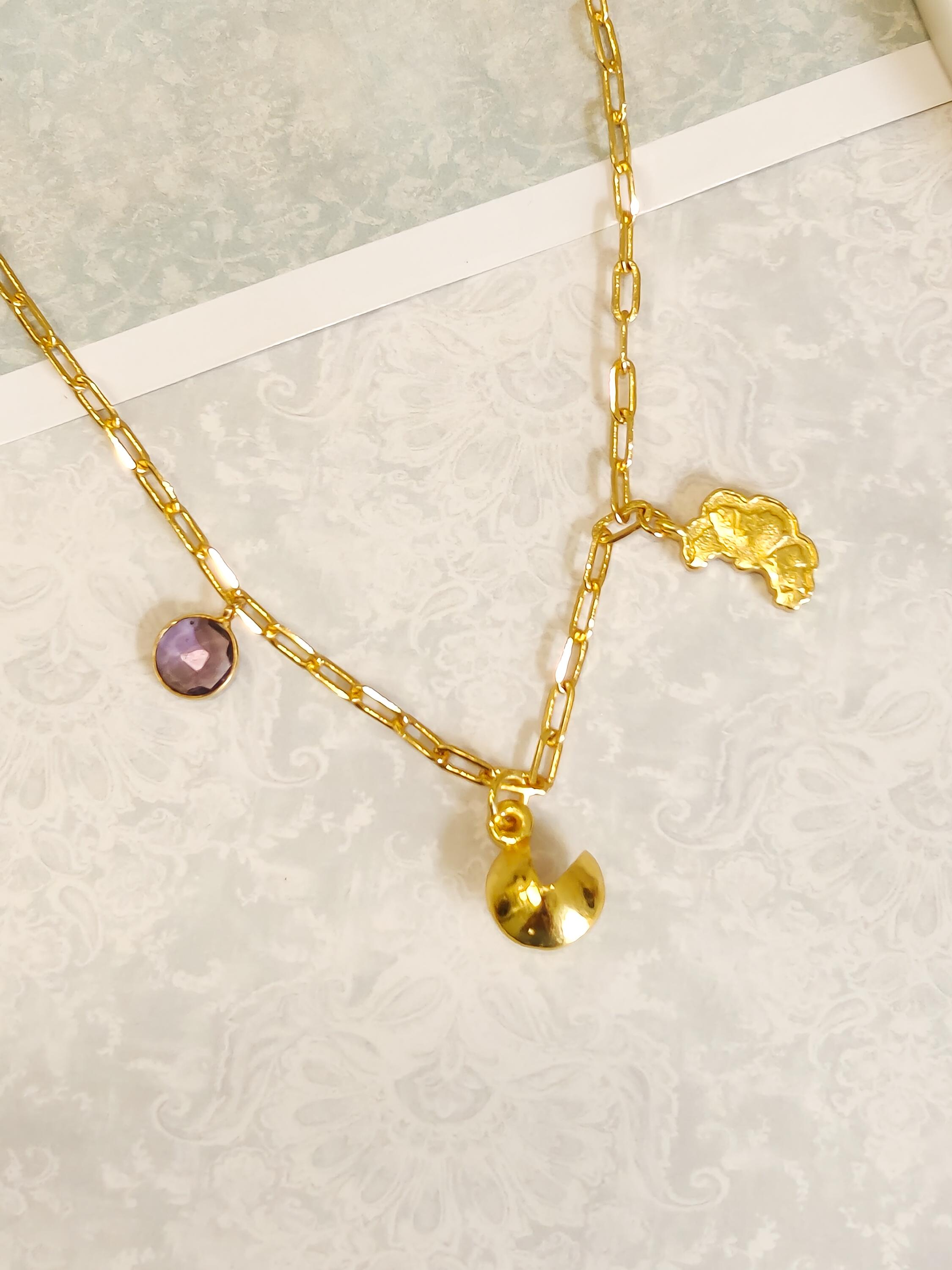 Fortune Cookies Croissant Charm Necklace