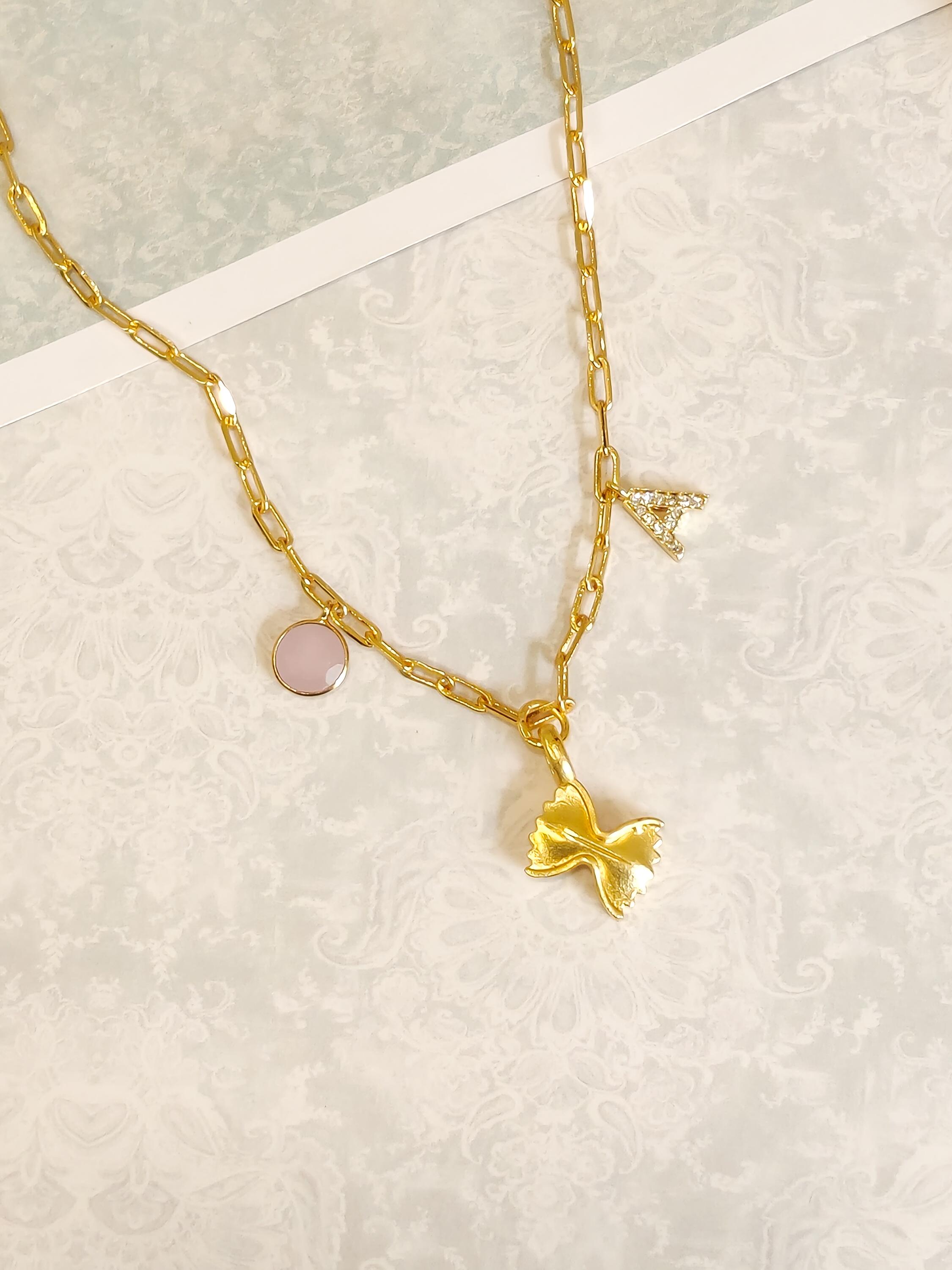 Pasta Charm Box Chain Necklace
