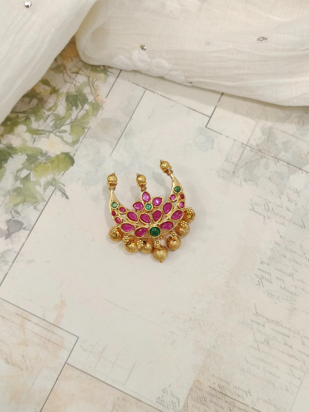 Chandrika Kemp Stone Hair Brooch