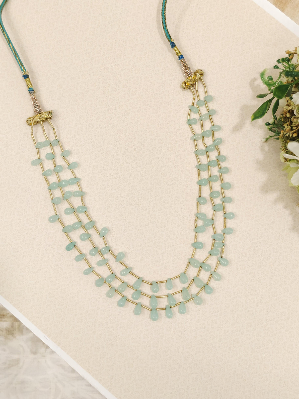 Layered Green Beads Necklace