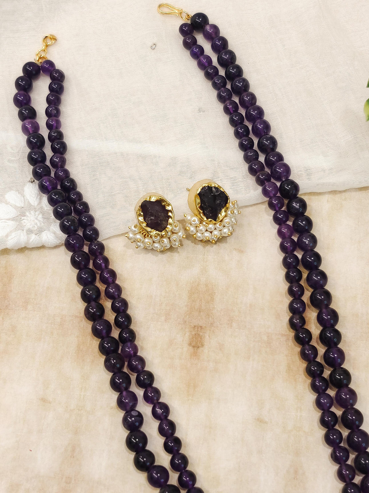 Violet Beads Necklace Set