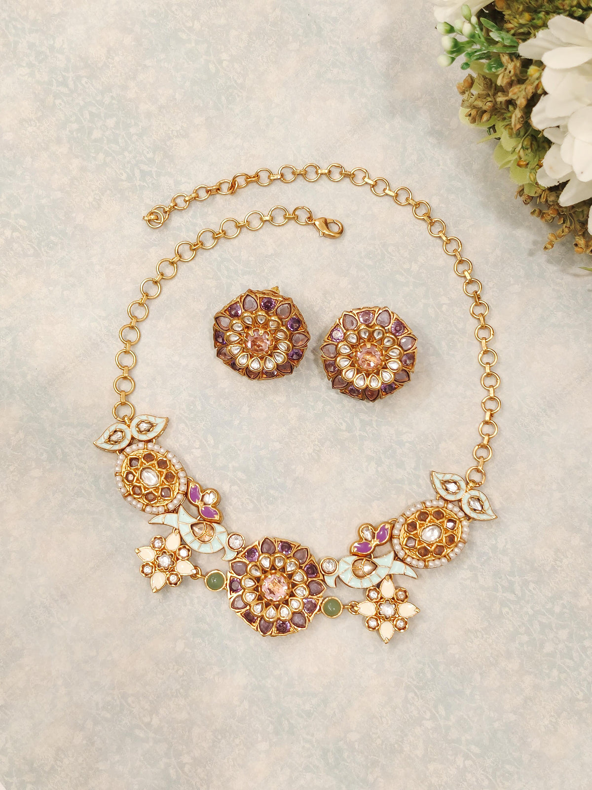 Bageecha Kundan Necklace Set