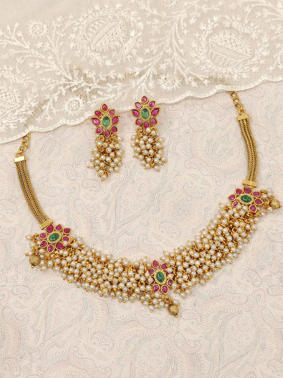 Keya Pearl Cluster Necklace