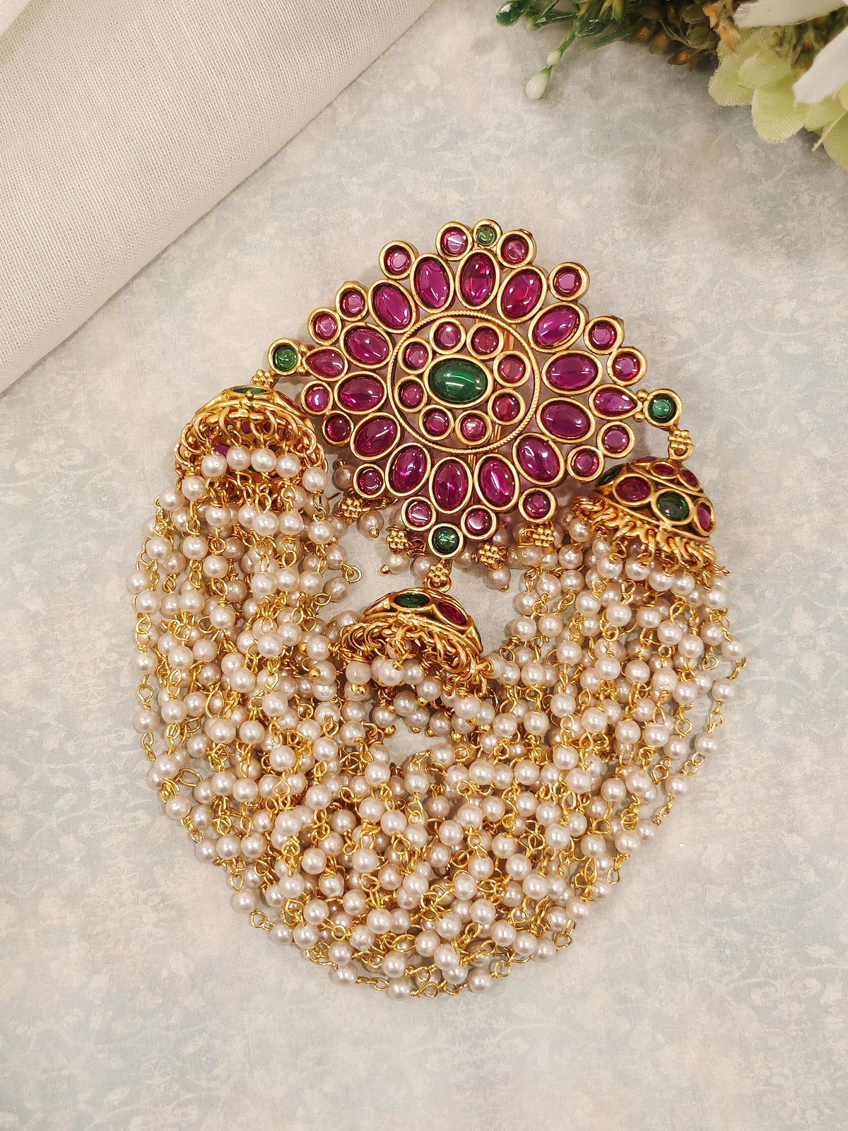 Rahi Pearl And Kemp Stone Hair Brooch