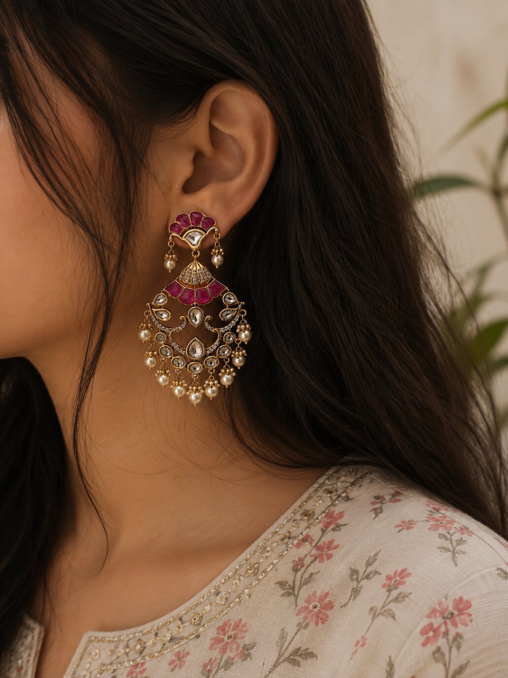 Polki Amara Chandelier Earrings