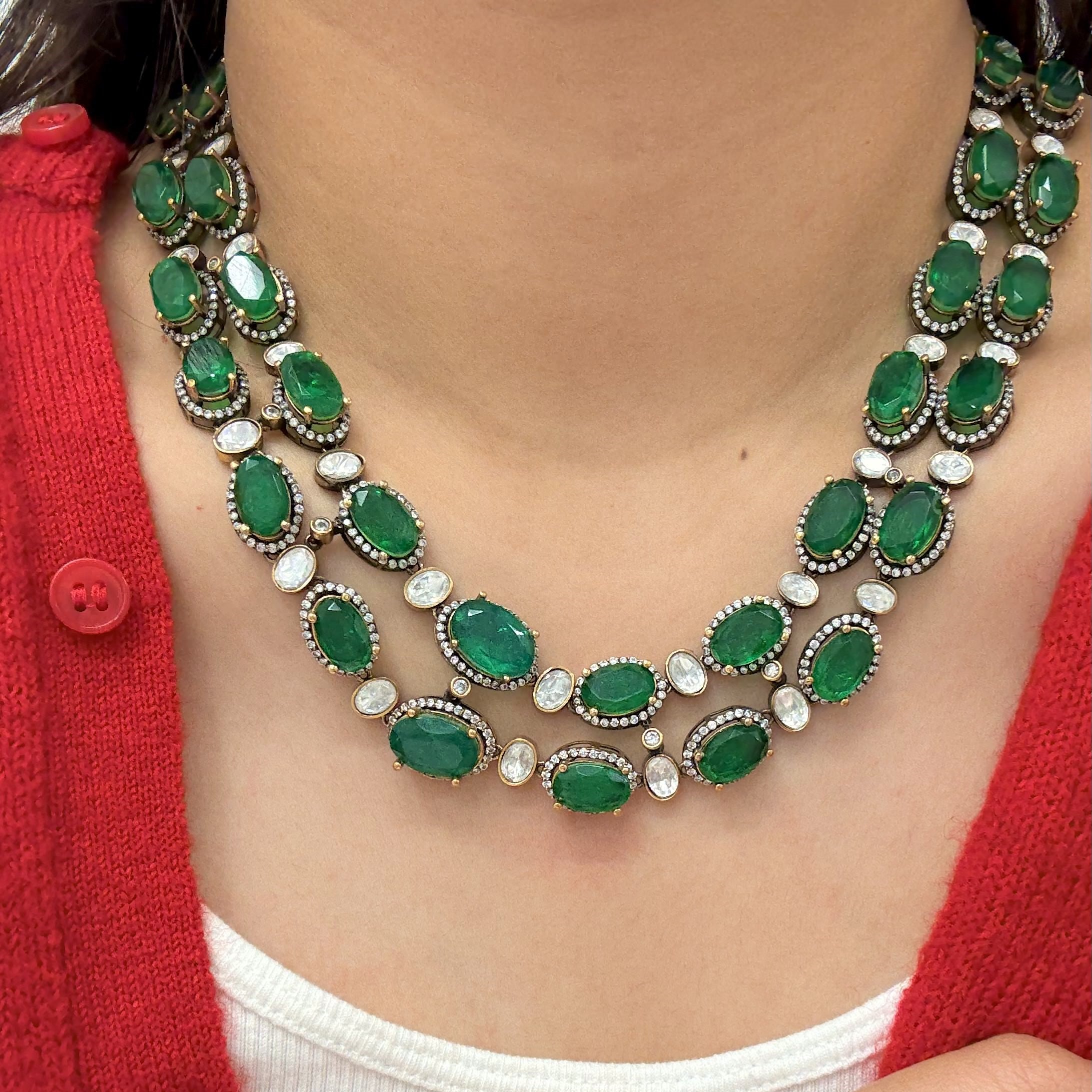 Emerald Layered Kundan Necklace
