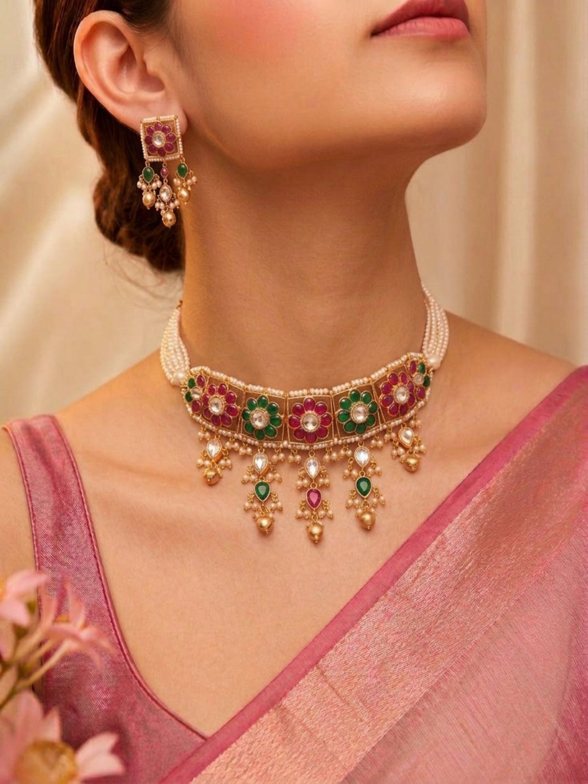 Kashvi Pearl Temple Necklace