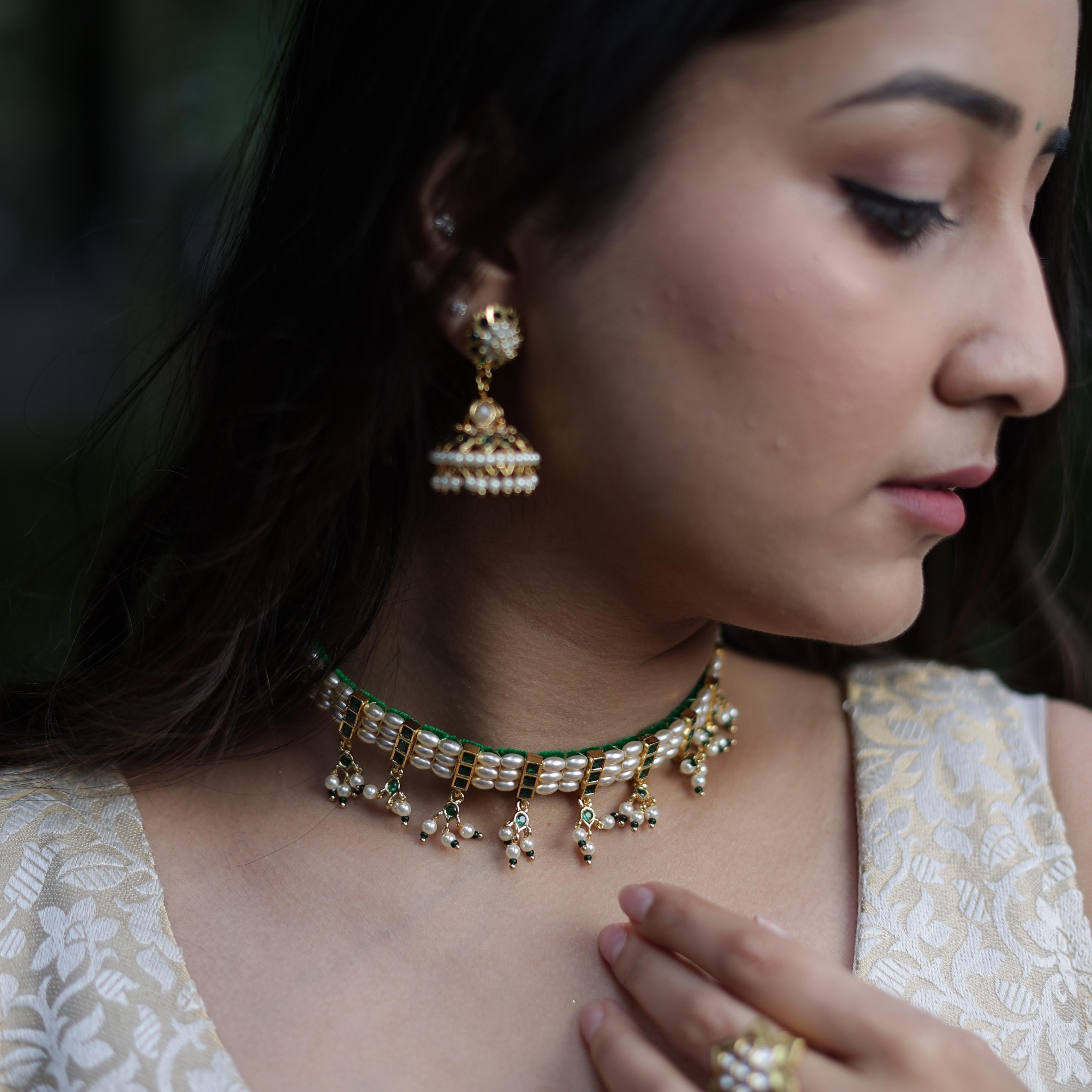 Rice Pearl Chinchpeti Necklace