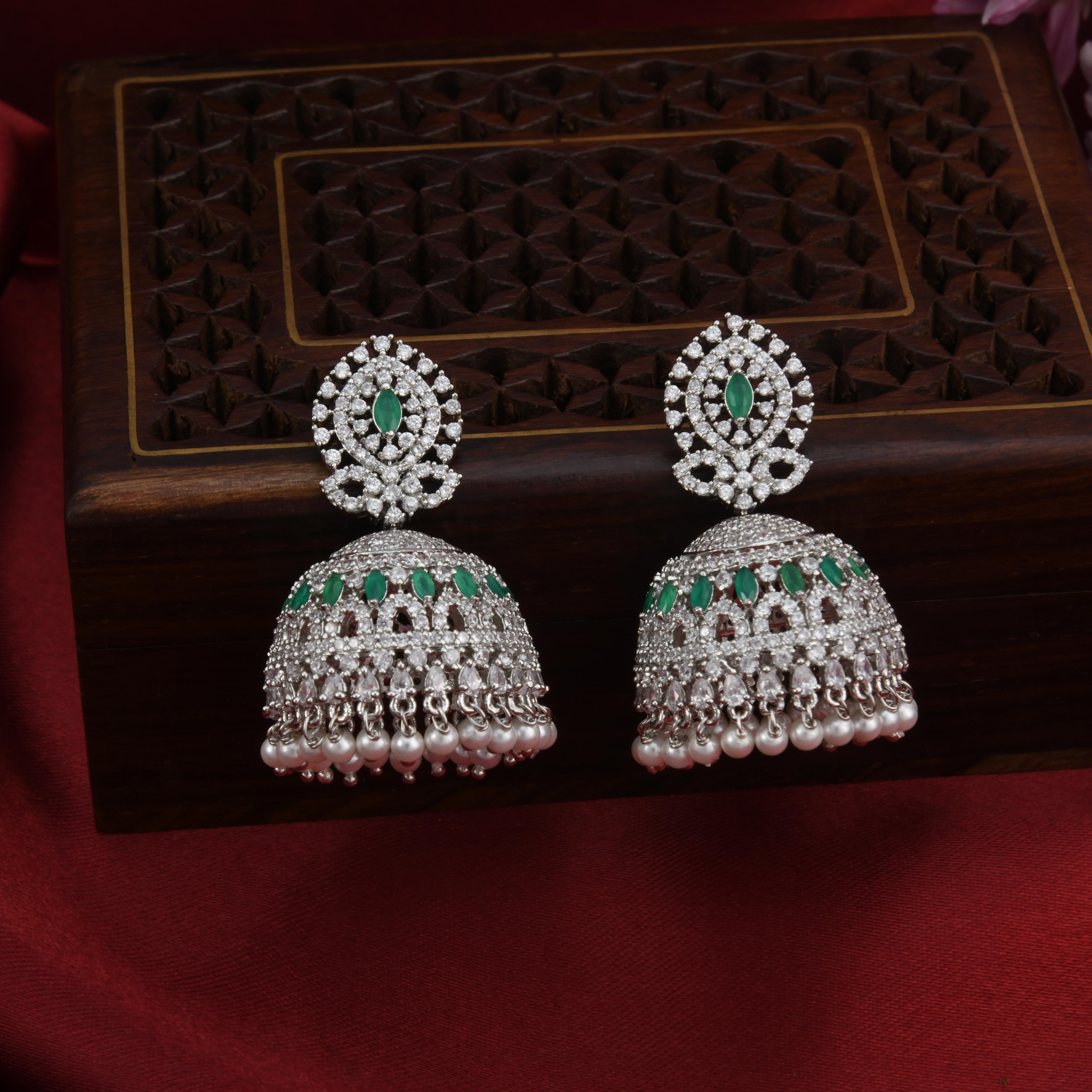 Ritzy CZ Jhumka Silver