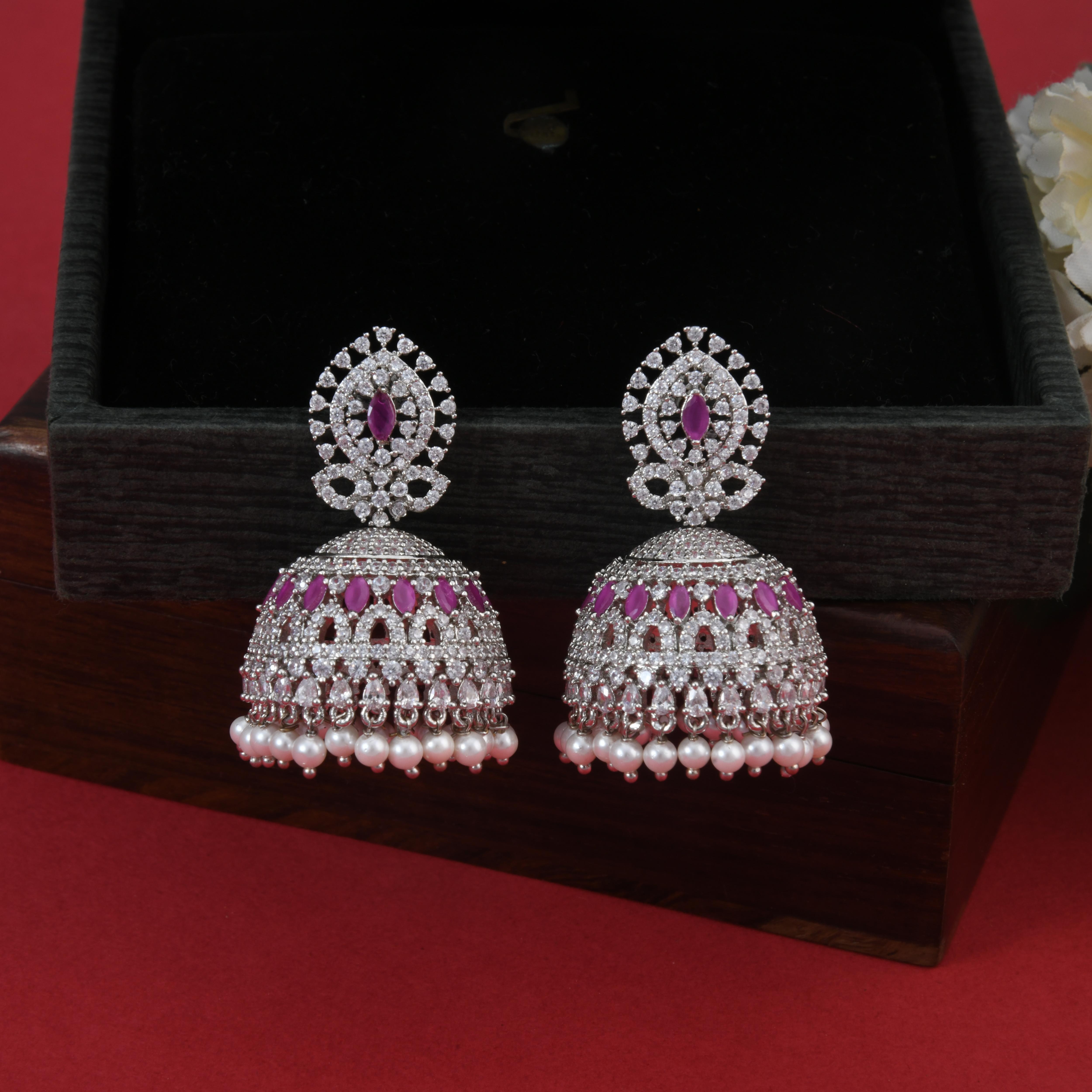 Ritzy CZ Jhumka Silver