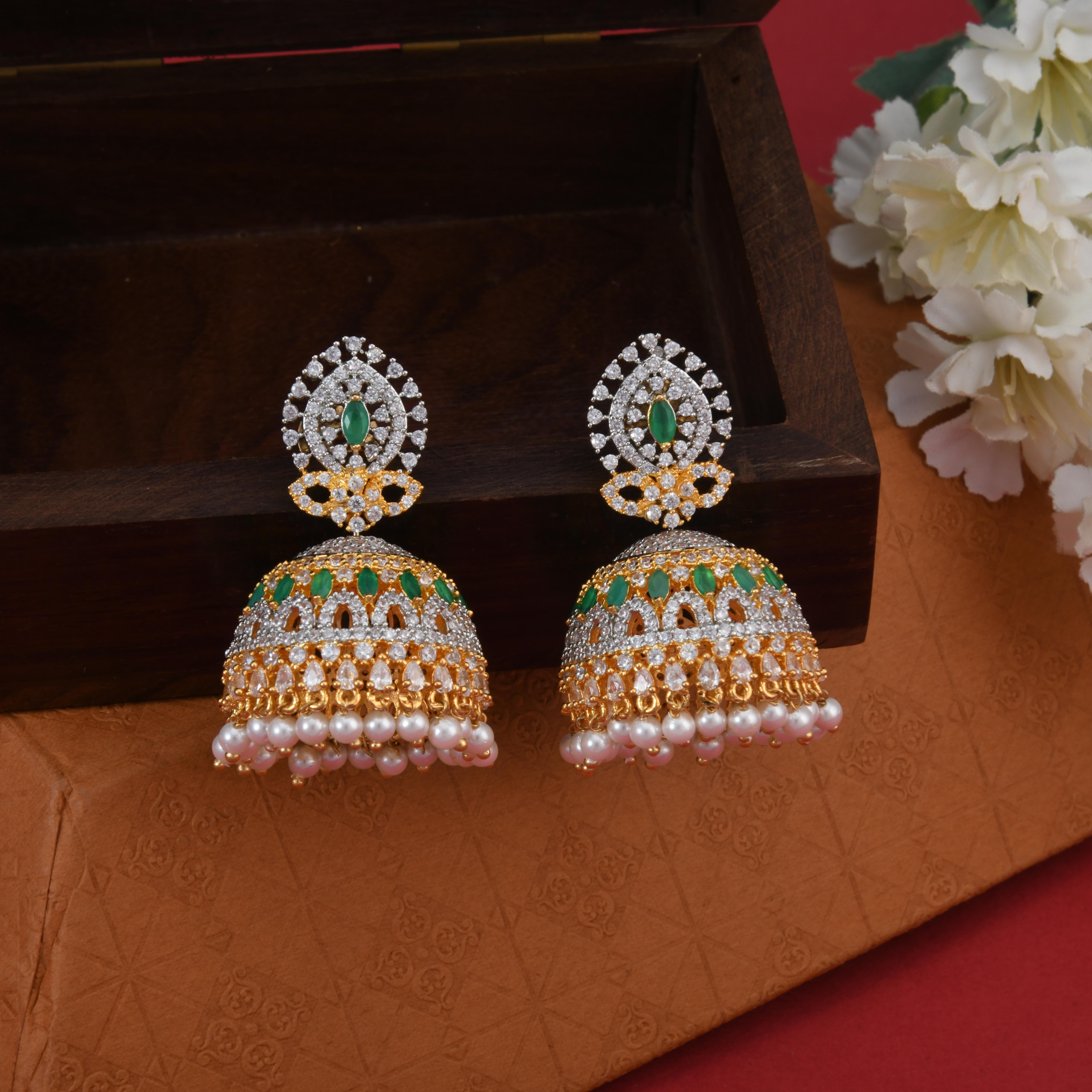 Ritzy CZ Jhumka Gold