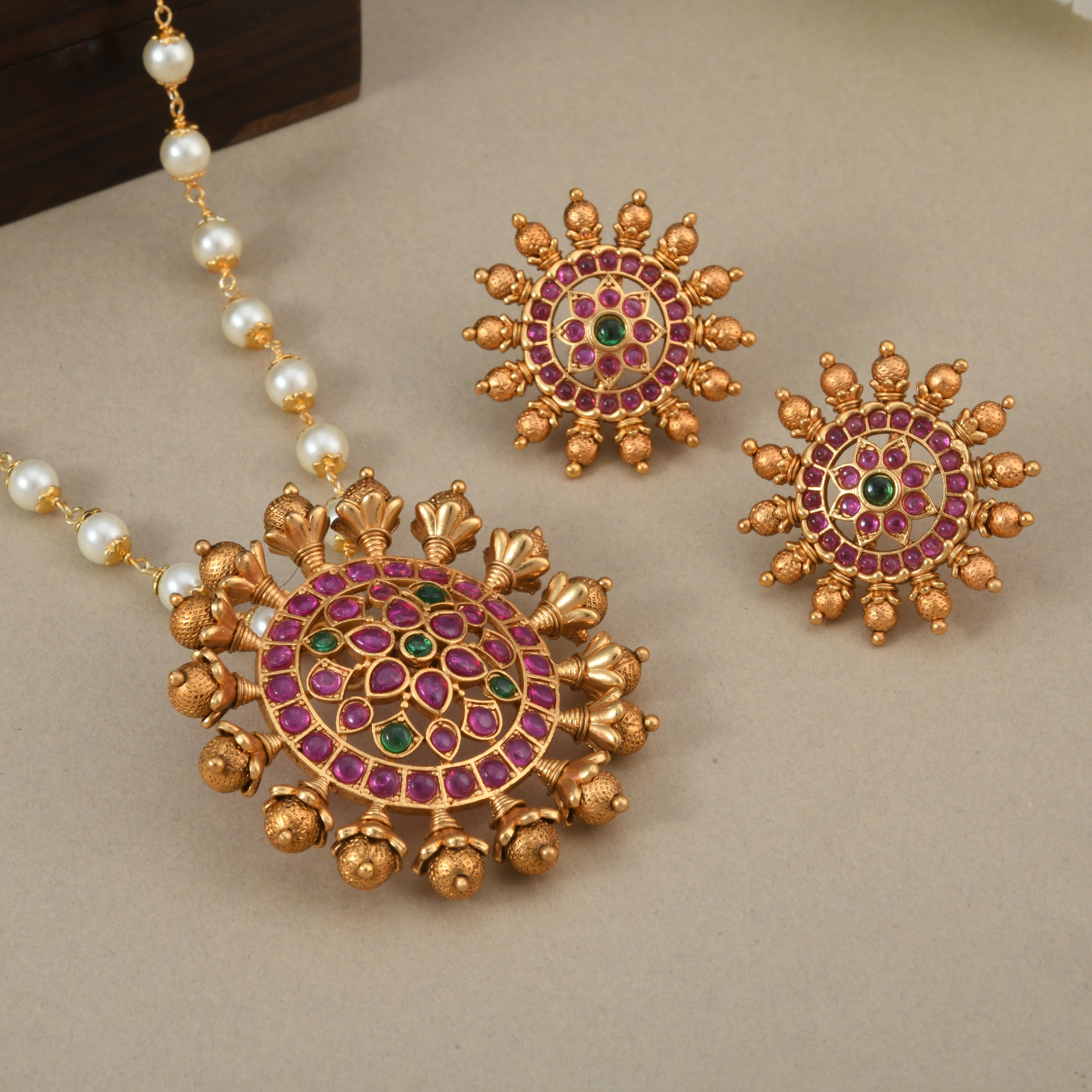 Revati Temple Pendant Set