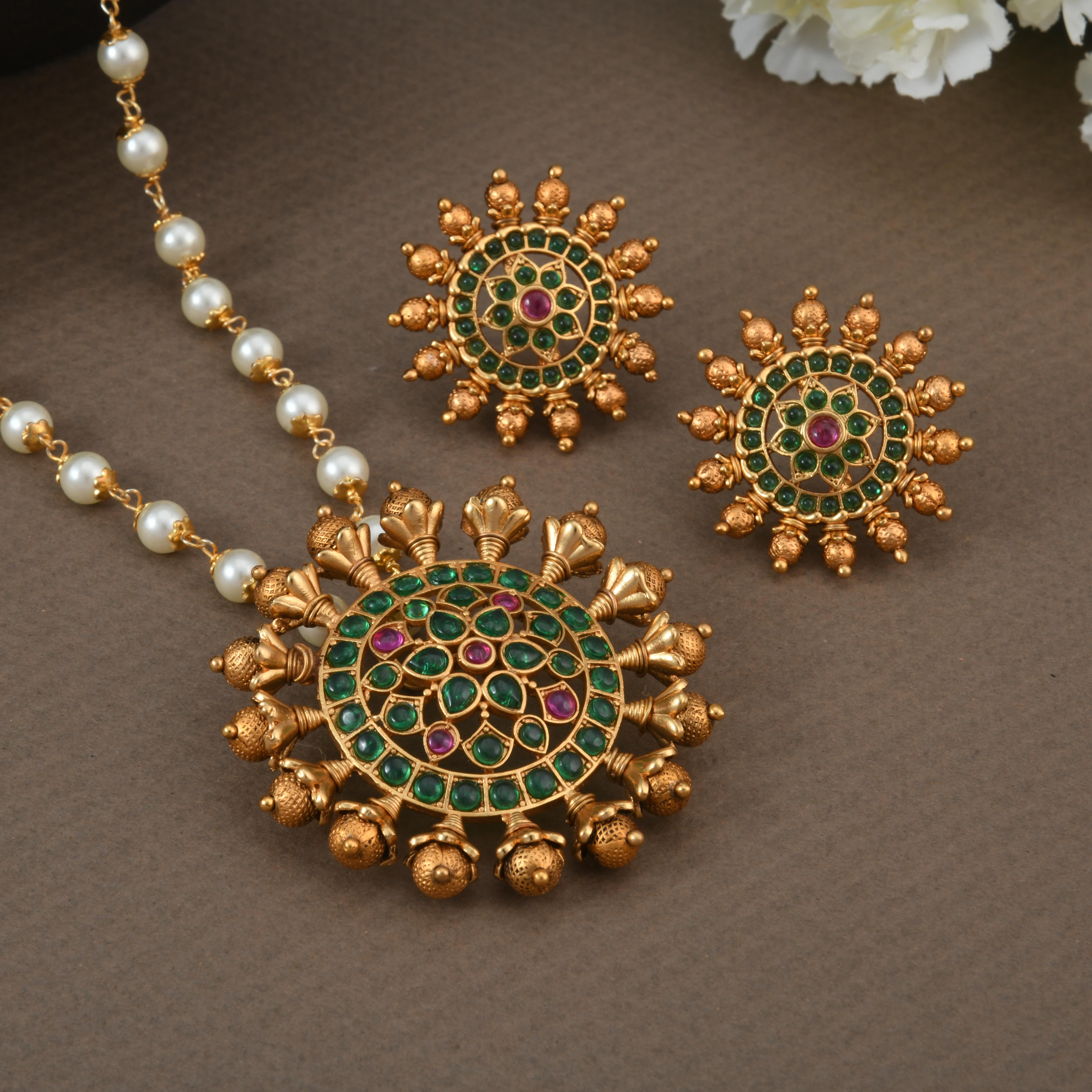 Revati Temple Pendant Set