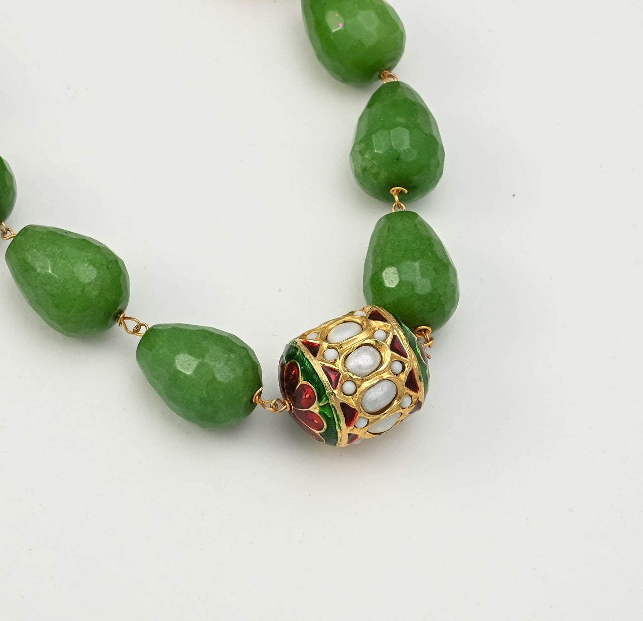 Striking Green Jade Bead Necklace