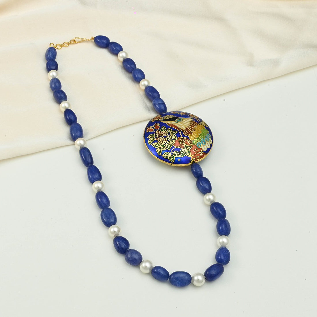 Meenakari Pendant Necklace - Blue