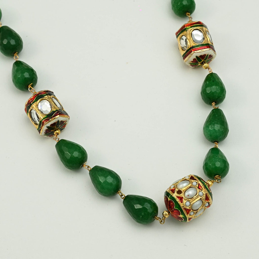 Striking Green Jade Bead Necklace