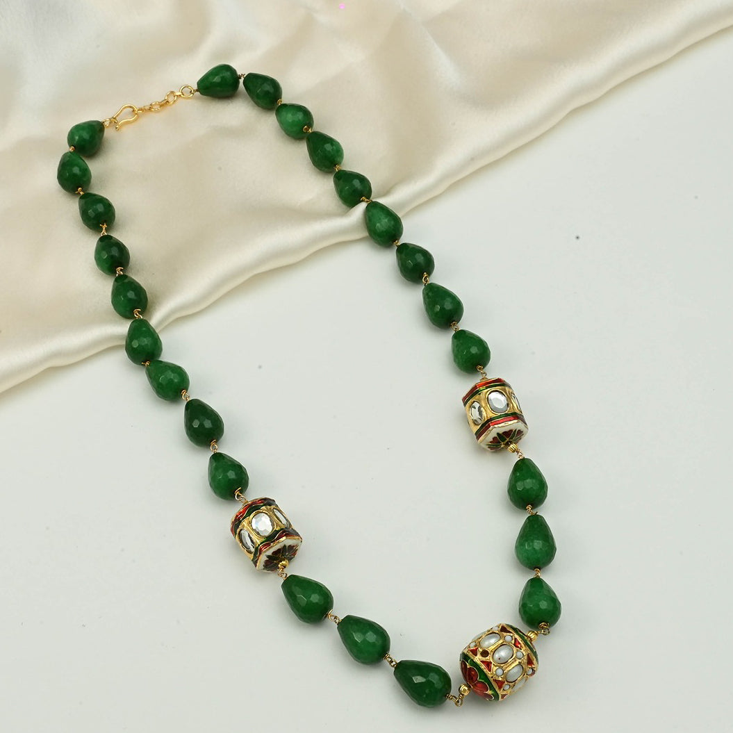 Striking Green Jade Bead Necklace